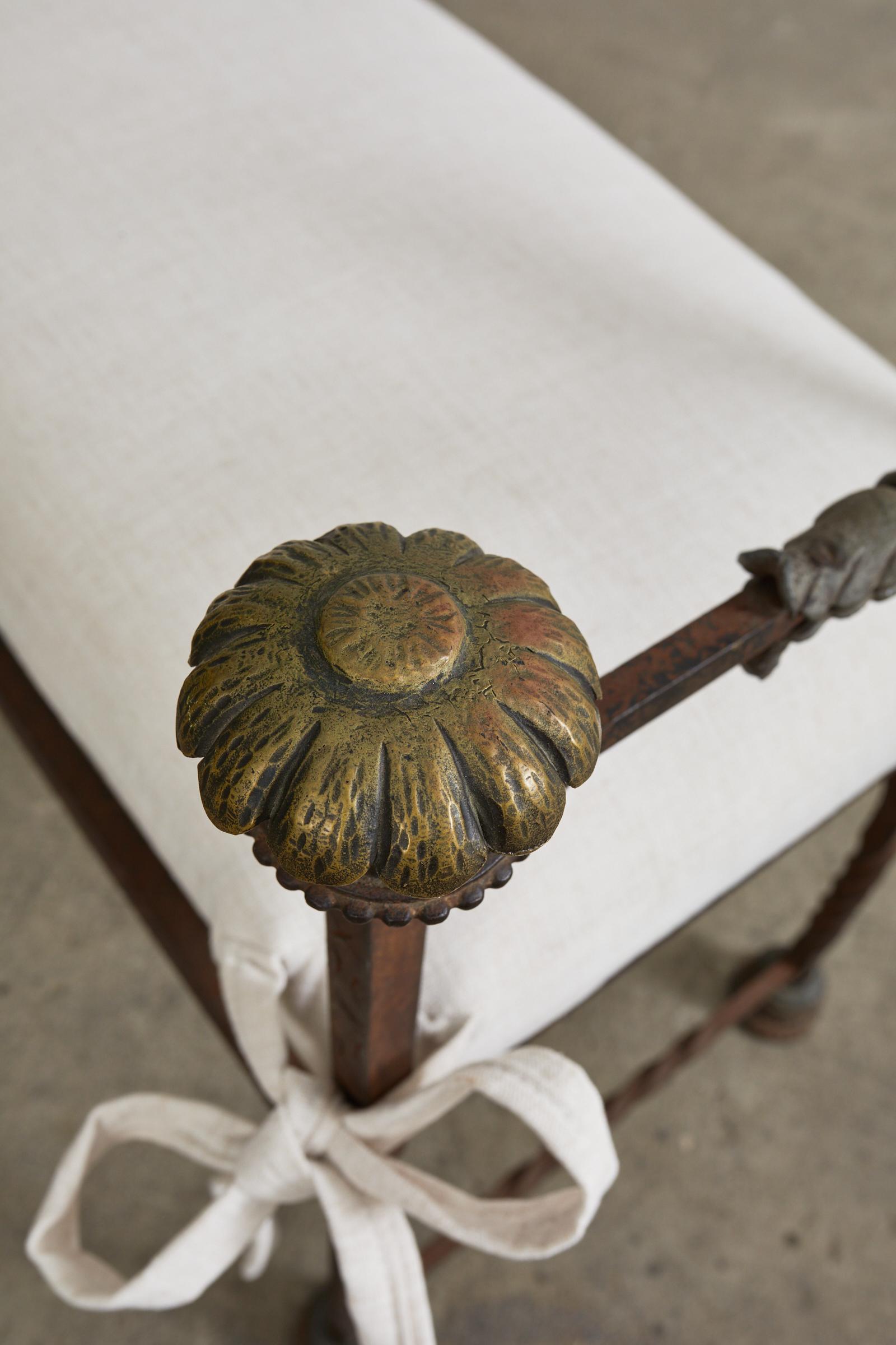 Neoclassical Style Italian Bronze Iron Backless Garden Bench Seat 4