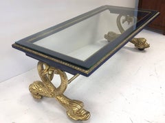 Neoclassical Style Italian Carved Wood Dolphin Coffee Table