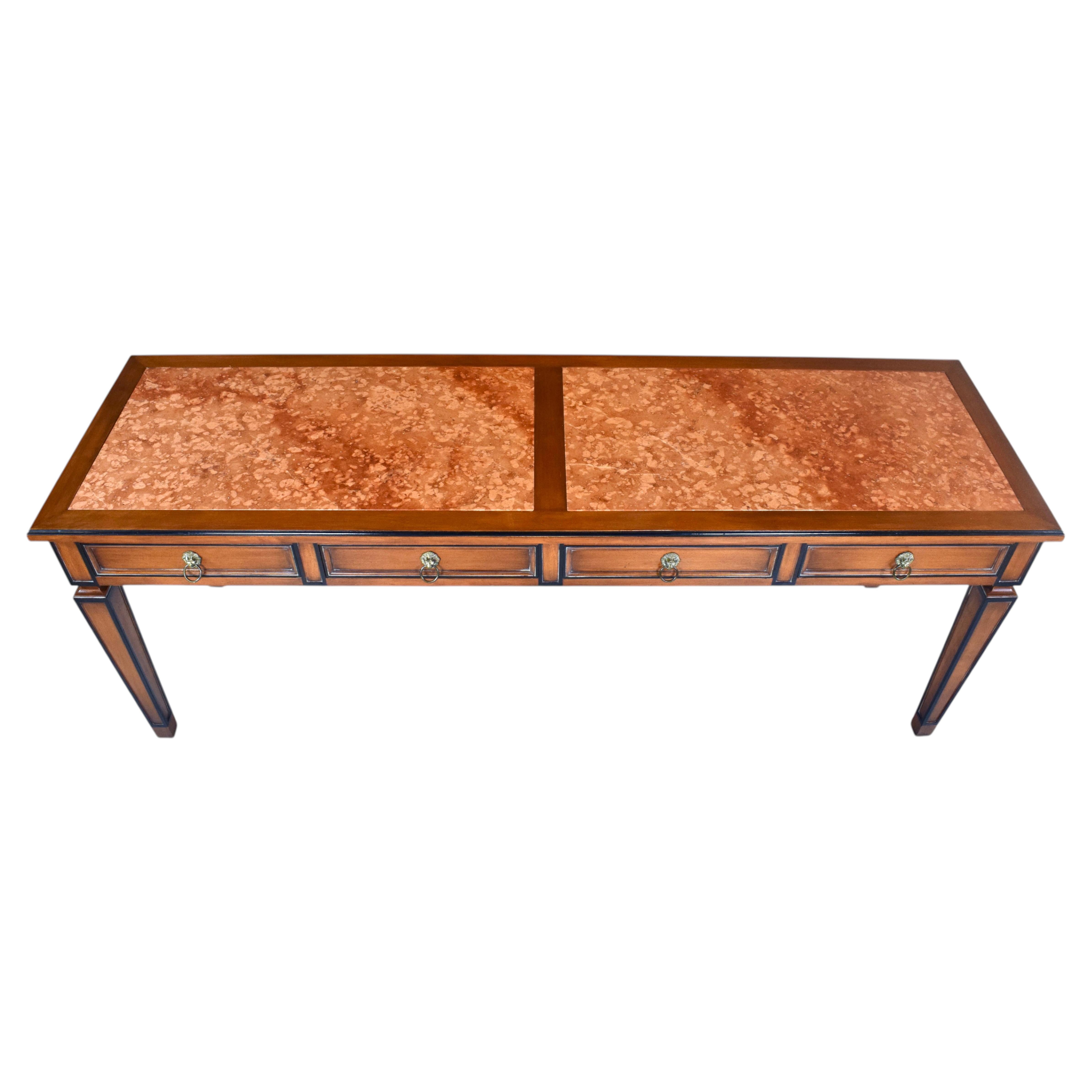 Neoclassical Style Italian Directoire Console Table, Rosso Verona Marble Top For Sale