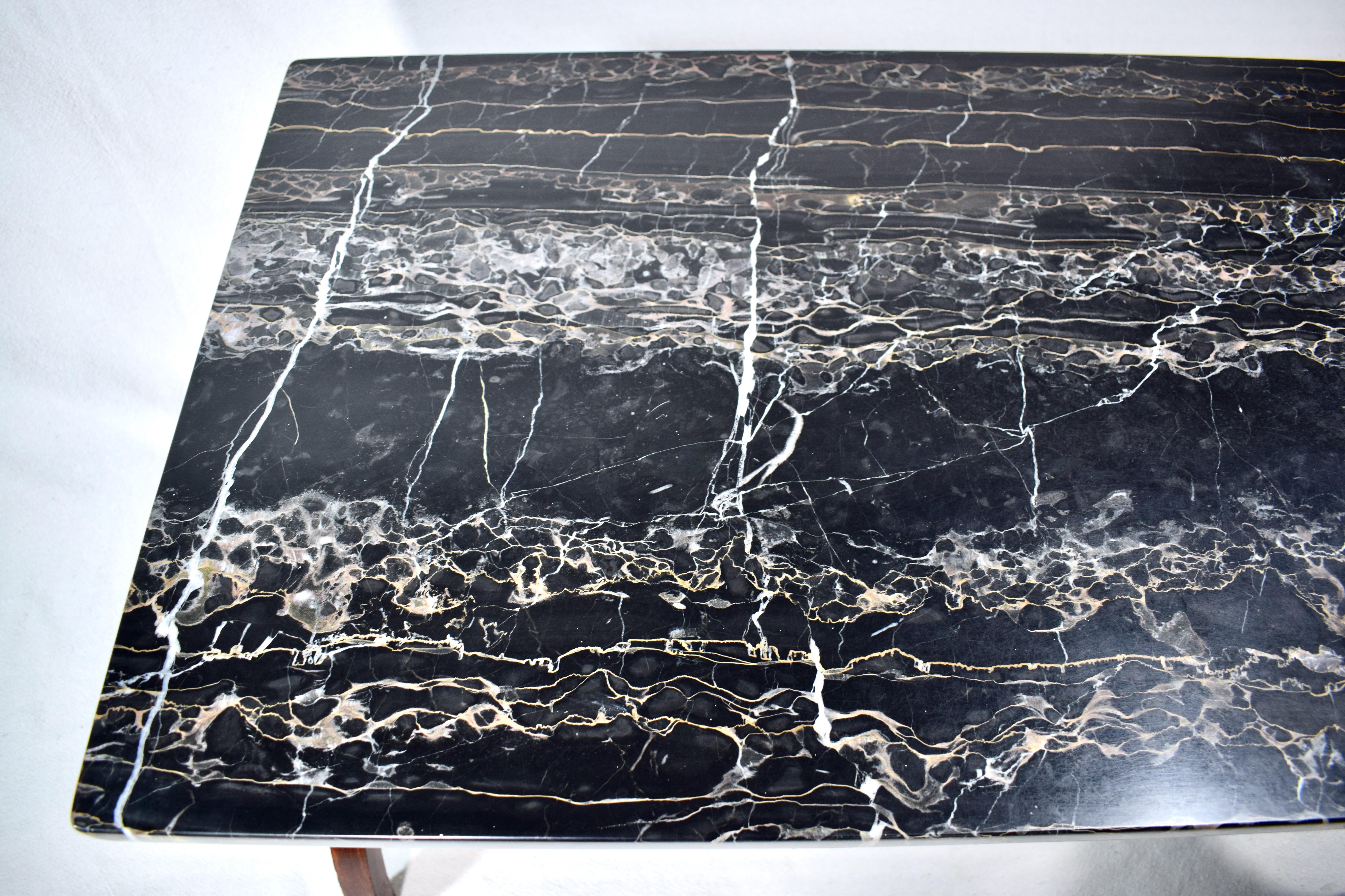 Neoclassical Style Italian Portoro Black Marble Curule Cocktail Table 3