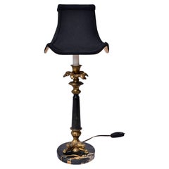 Neoclassical Style Italian Portoro Black Marble Table Lamp