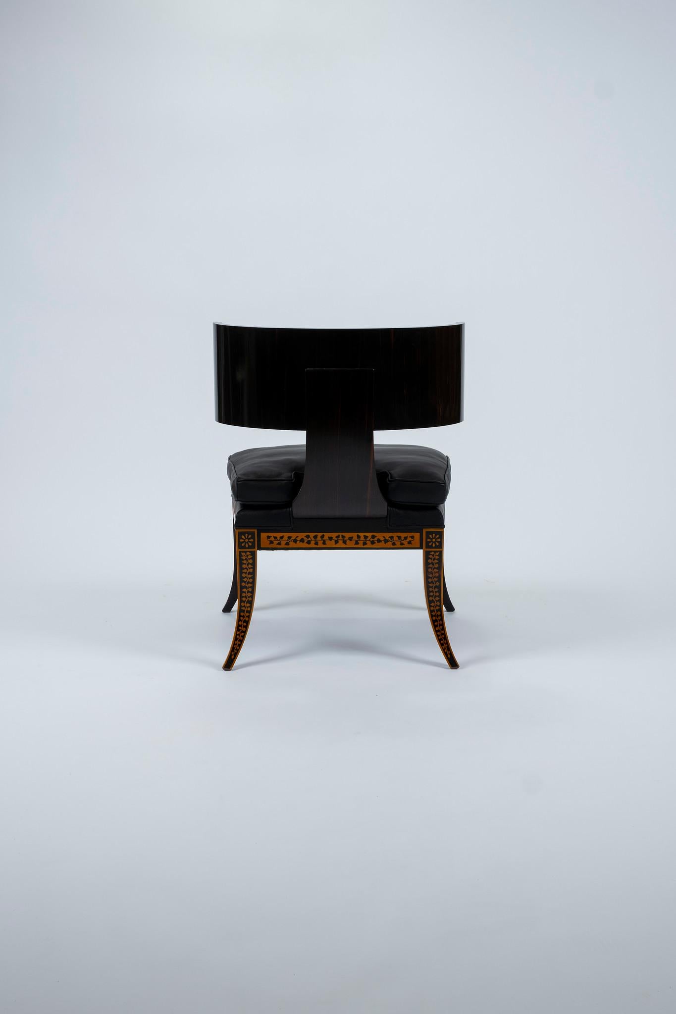 Italian Neoclassical Style Klismos Leather Chair