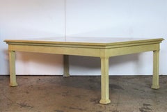 Neoclassical Style Lacquer Coffee Table with Faux Malachite Marble Top
