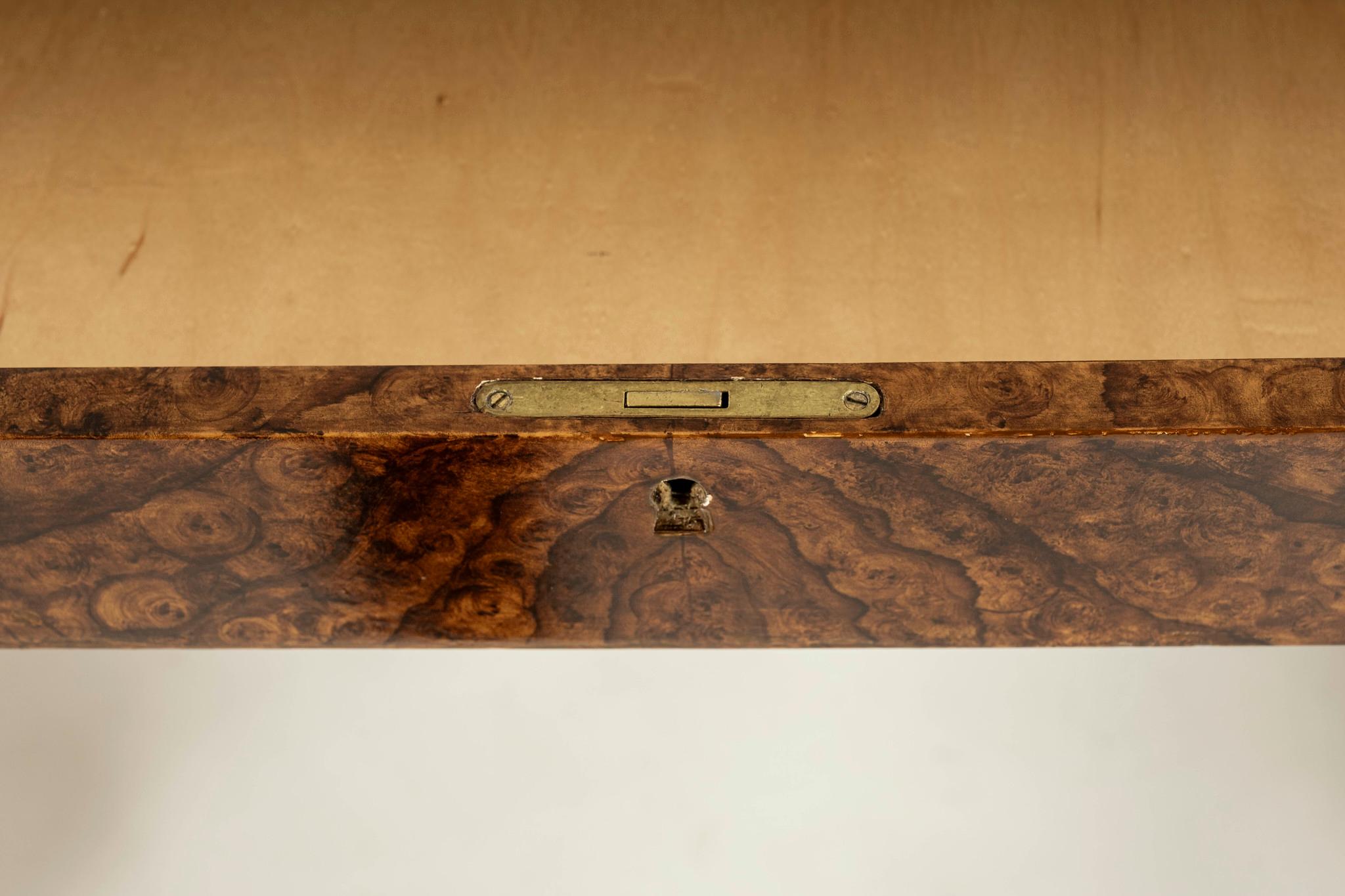 Neoclassical Style Lacquered Burl Wood Desk For Sale 4