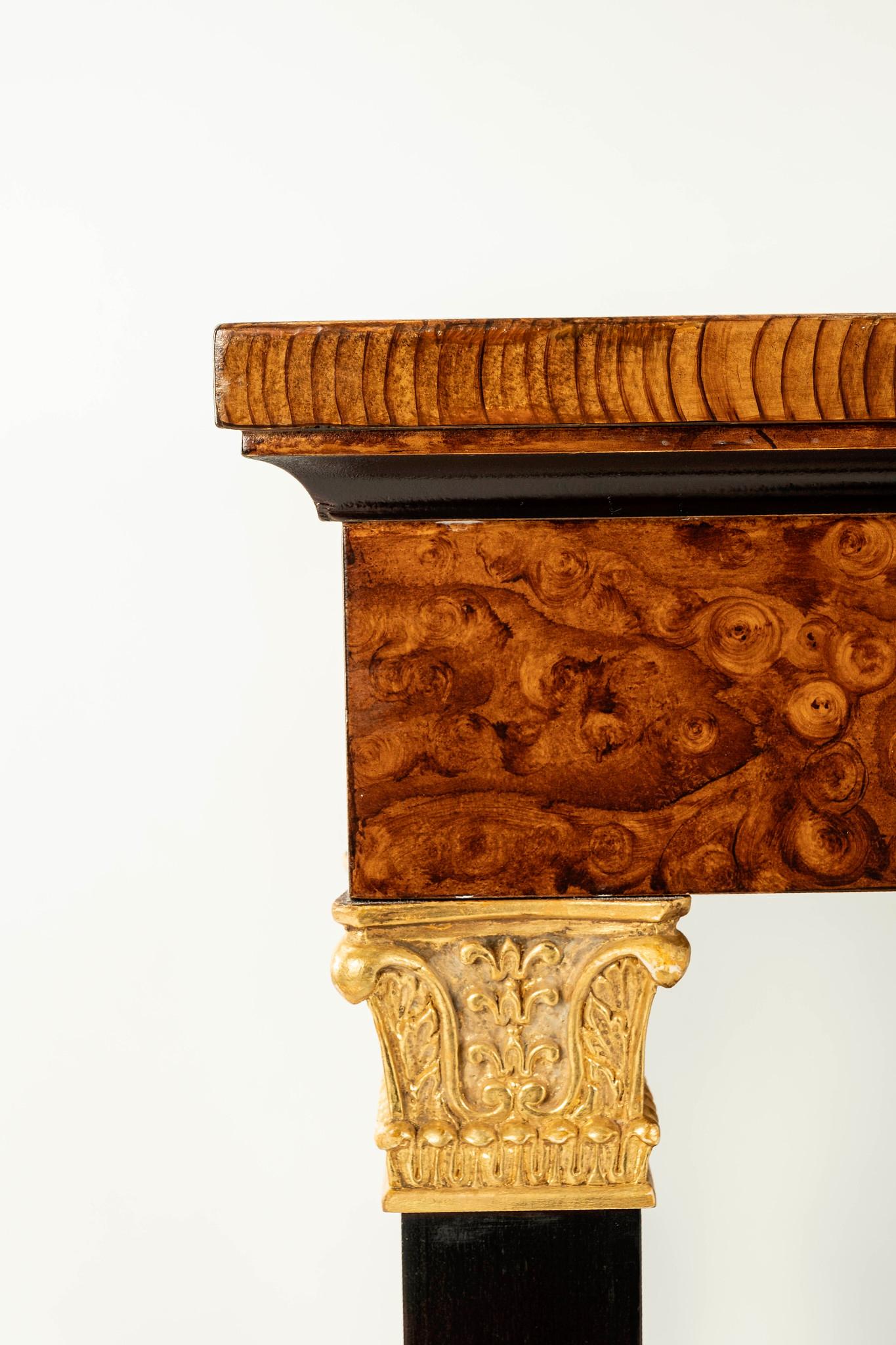 Neoclassical Style Lacquered Burl Wood Desk For Sale 5