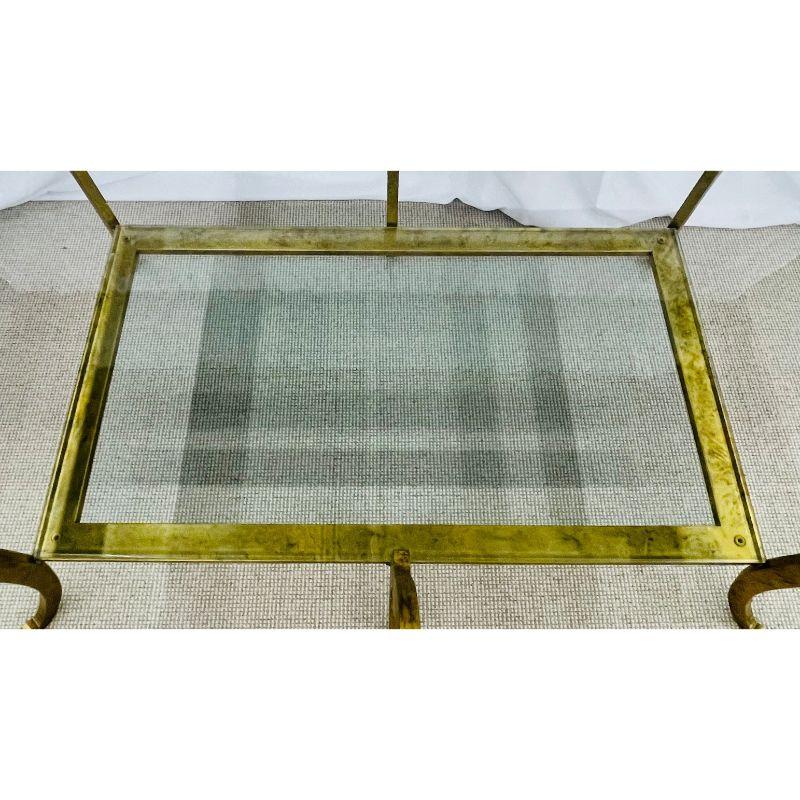 Neoclassical Style Large Gilt Metal Frame Coffee Table, Glass Top, French For Sale 5