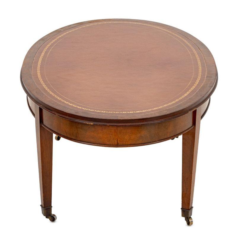 American Neoclassical Style Leather Top Mahogany Low Table For Sale