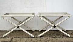 Neoclassical style Leather Wrapped Iron X-Base Stools