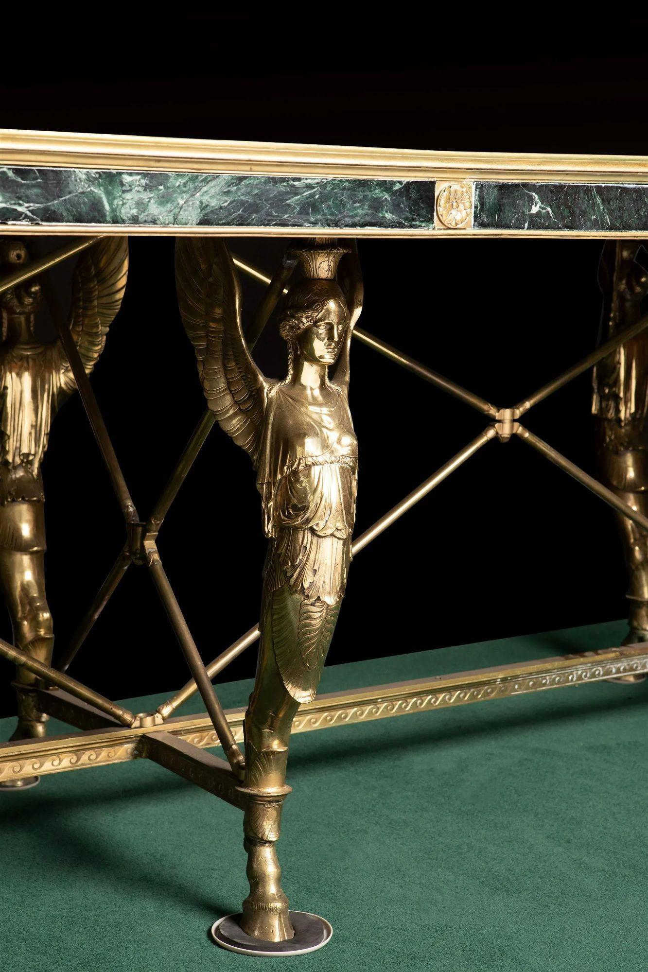 Metal Late 19th Century Marble & Bronze Neoclassical-Style Library Table For Sale