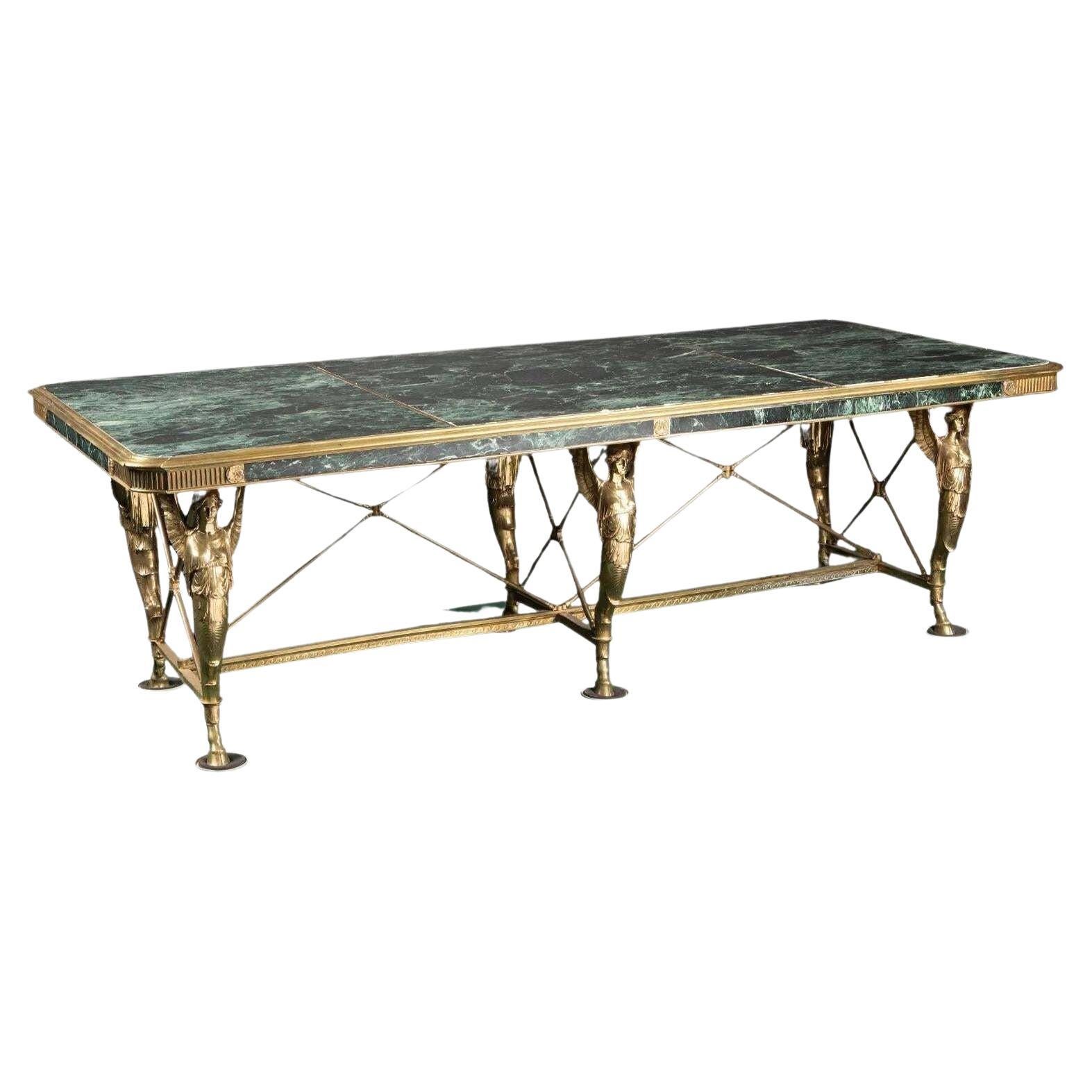 Late 19th Century Marble & Bronze Neoclassical-Style Library Table For Sale
