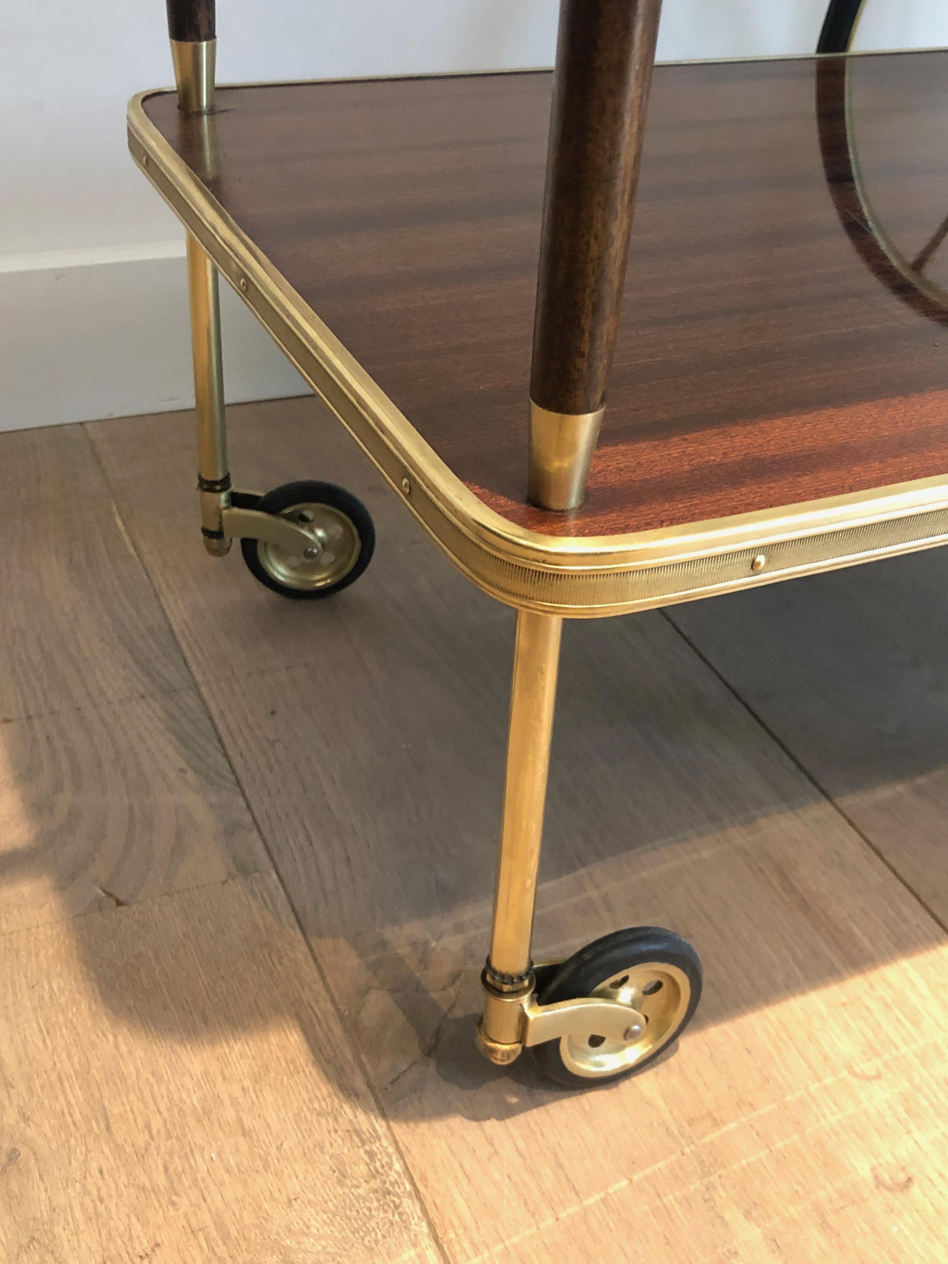 Neoclassical Style Wood and Brass Bar Cart in the Style of Maison Jansen For Sale 9