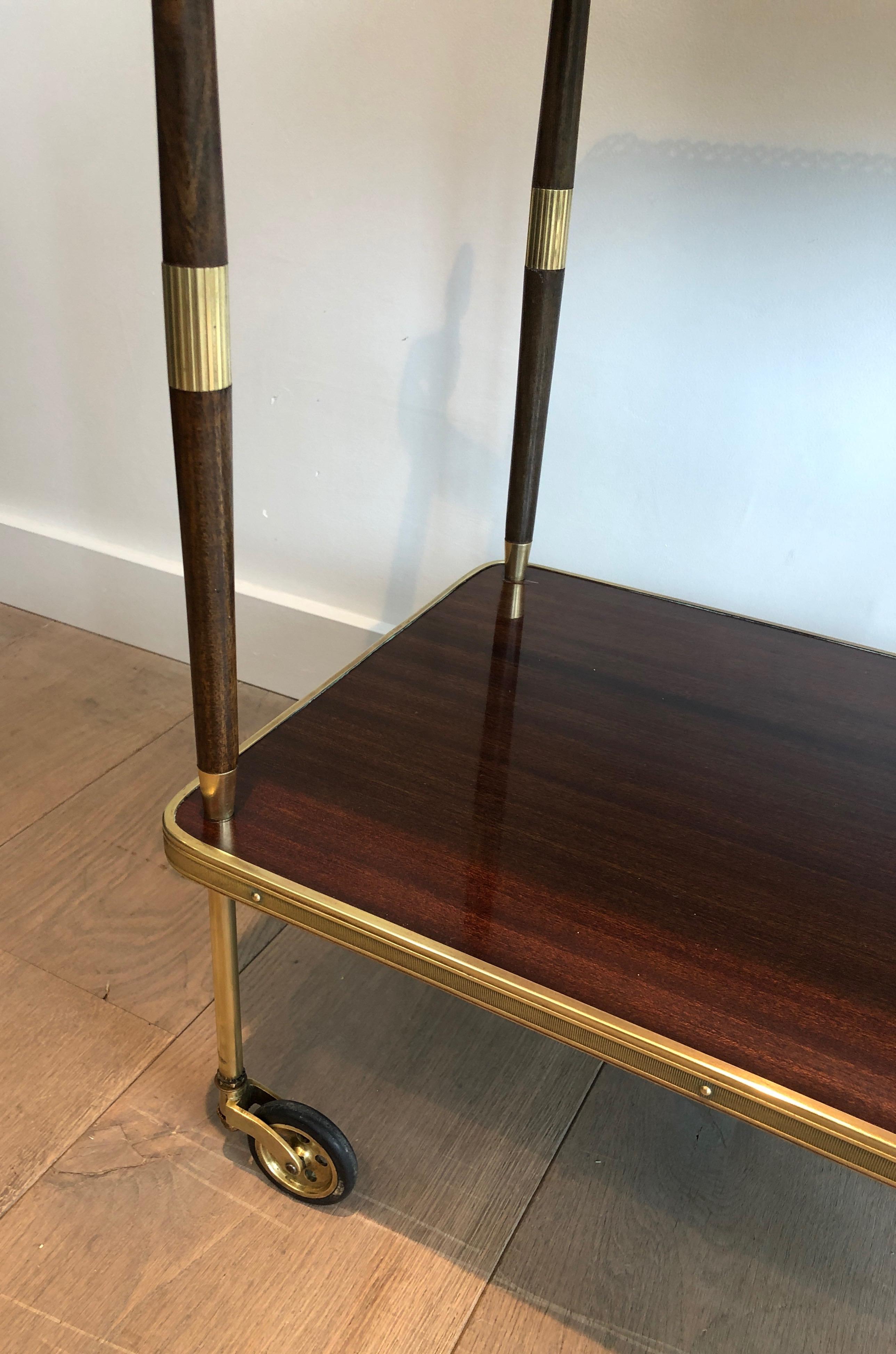 Neoclassical Style Wood and Brass Bar Cart in the Style of Maison Jansen For Sale 1
