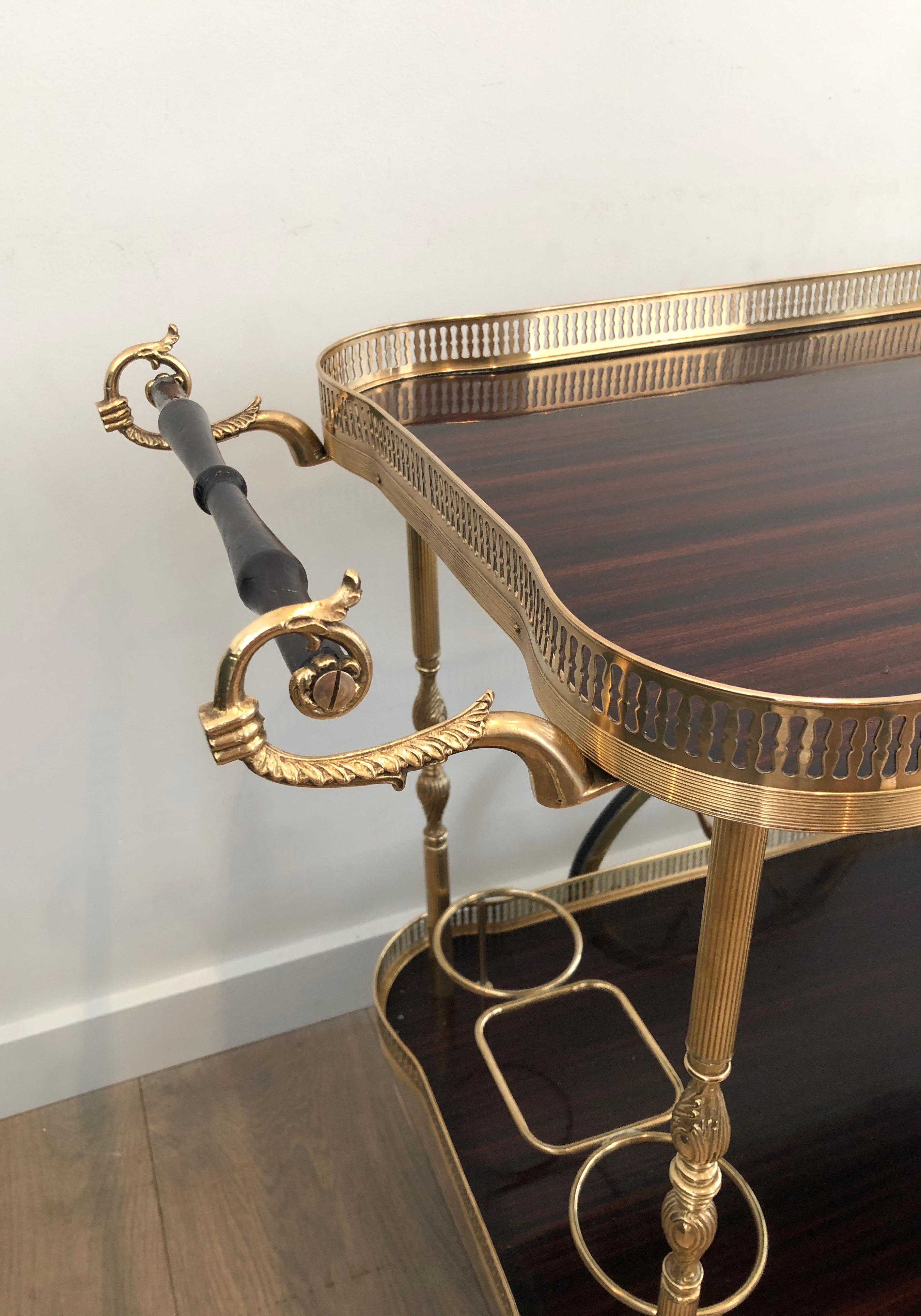Neoclassical Style Mahogany and Brass Drinks Trolley, French, circa 1940 6