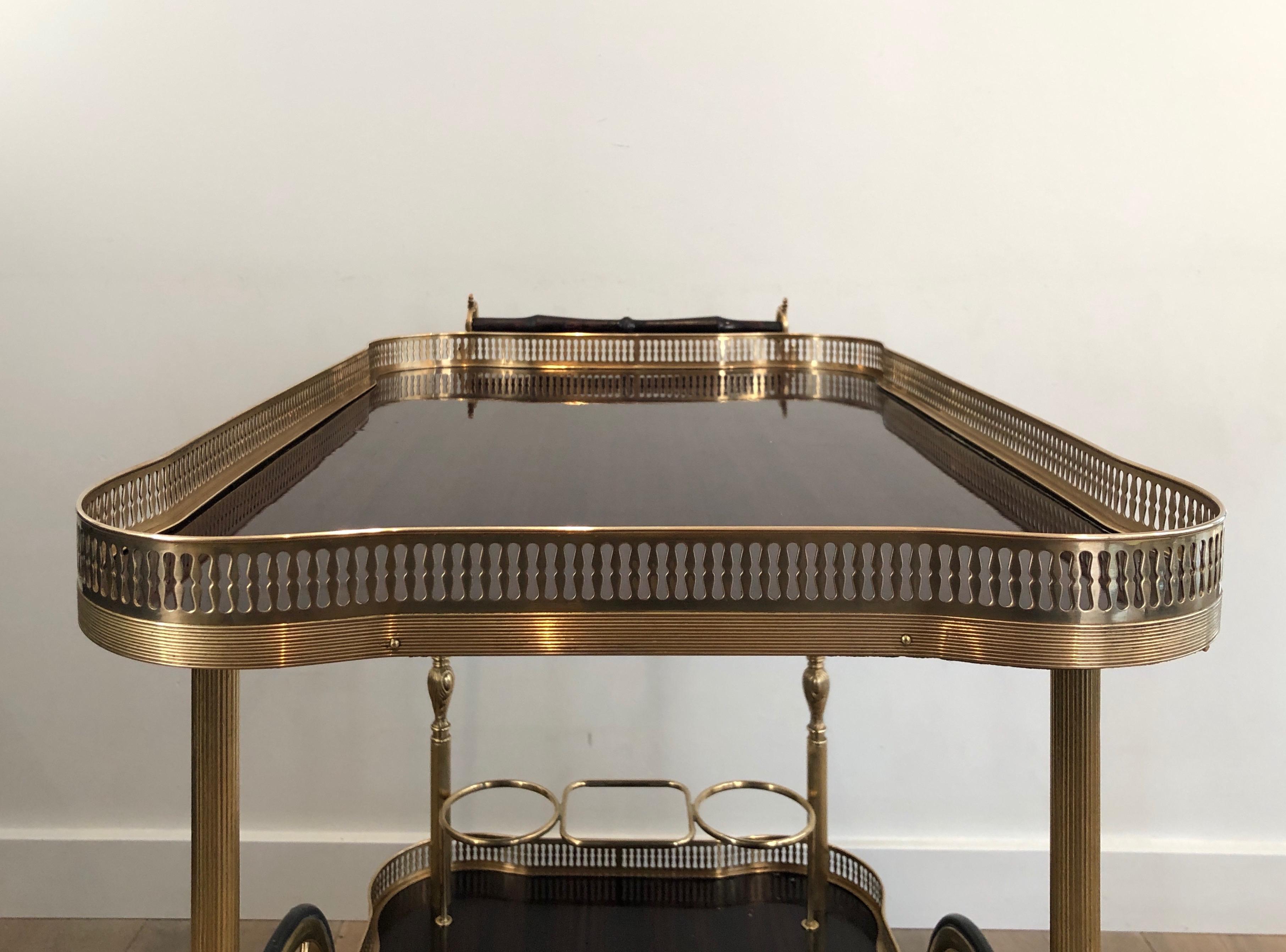 Neoclassical Style Mahogany and Brass Drinks Trolley, French, circa 1940 7