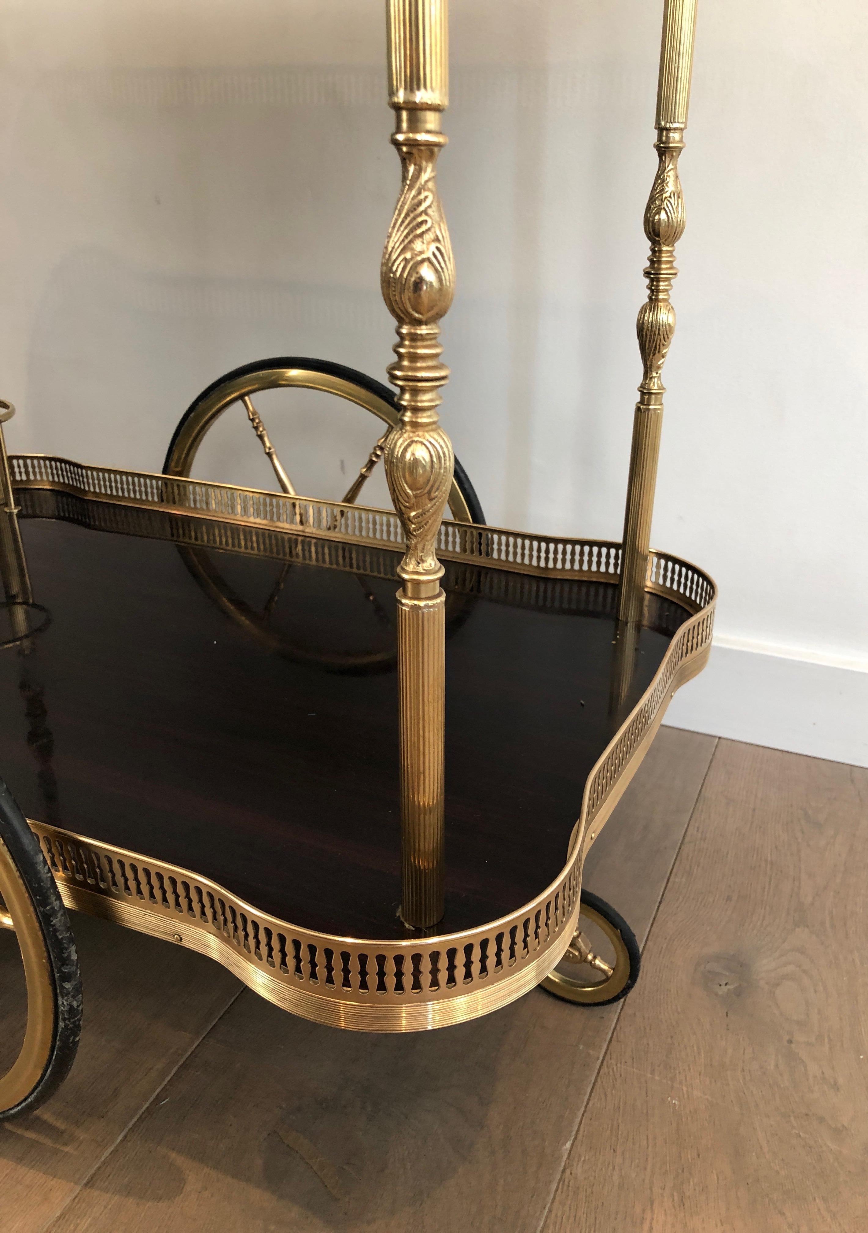 Neoclassical Style Mahogany and Brass Drinks Trolley, French, circa 1940 8