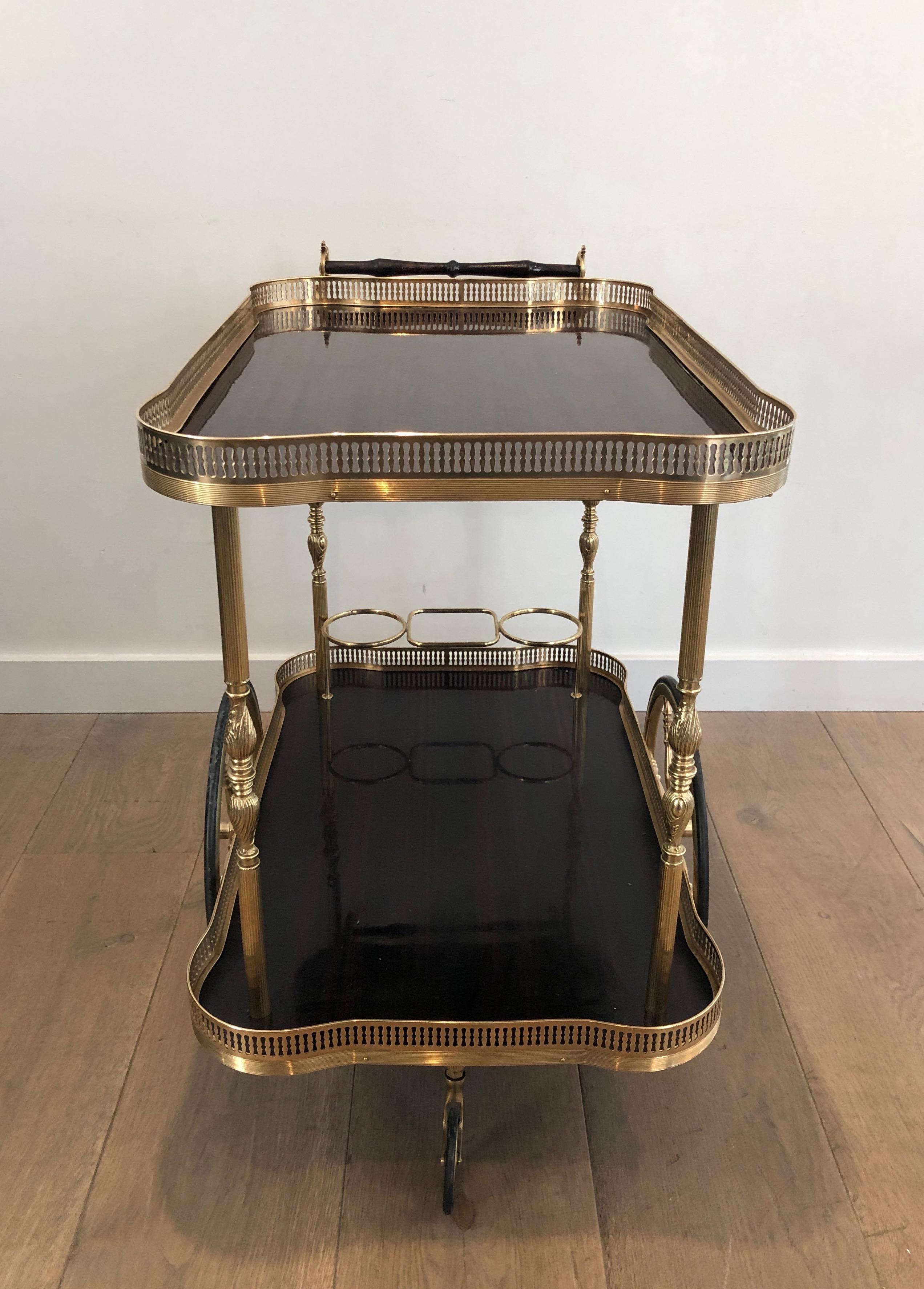 Neoclassical Style Mahogany and Brass Drinks Trolley, French, circa 1940 9