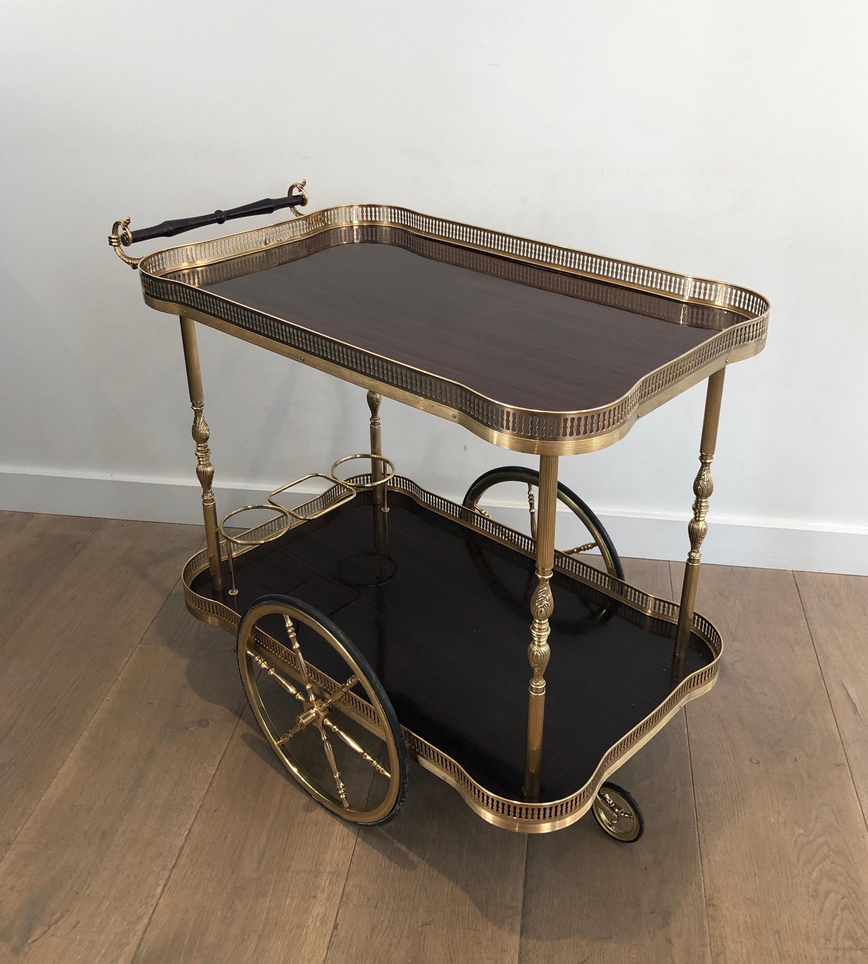 Neoclassical Style Mahogany and Brass Drinks Trolley, French, circa 1940 15