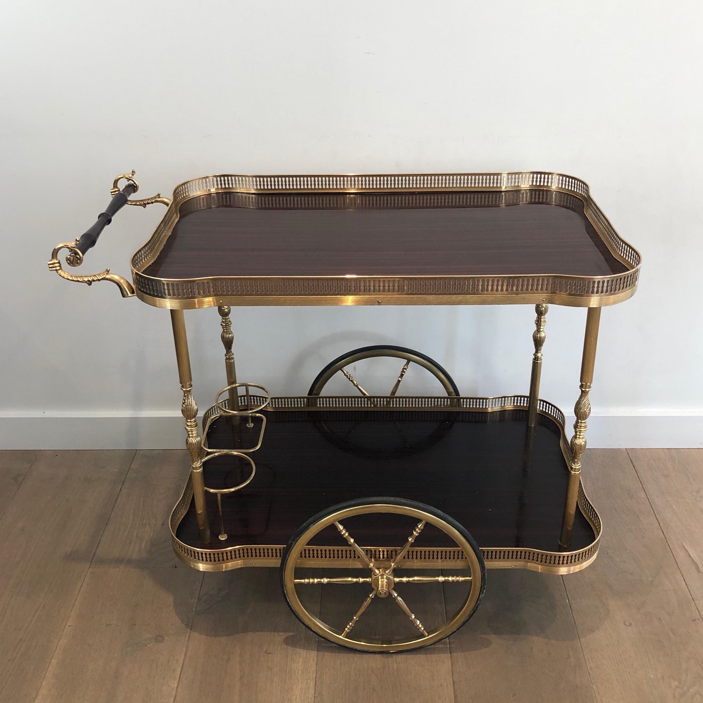 Neoclassical Style Mahogany and Brass Drinks Trolley, French, circa 1940 16
