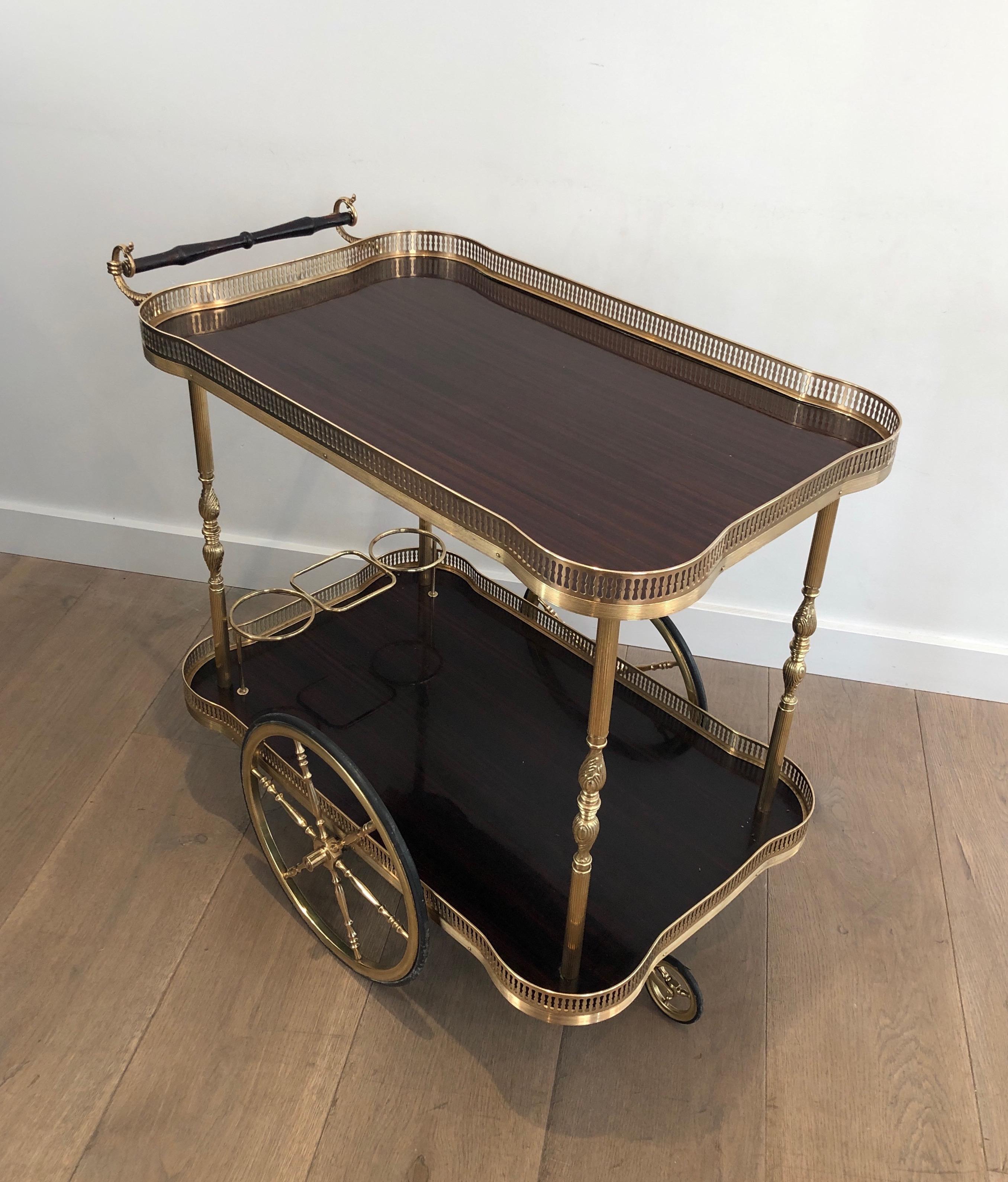 Neoclassical Style Mahogany and Brass Drinks Trolley, French, circa 1940 In Good Condition In Marcq-en-Barœul, Hauts-de-France