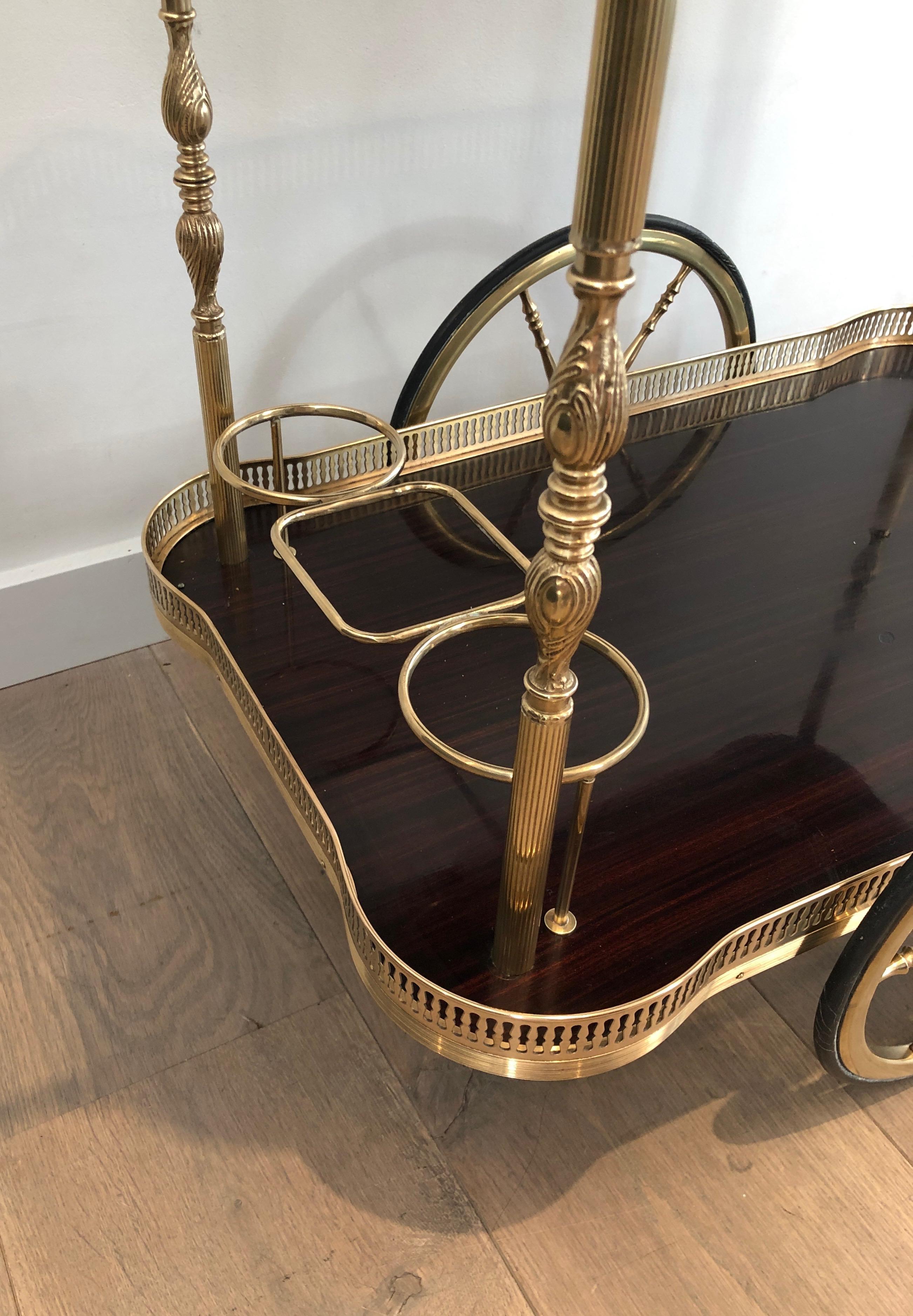Neoclassical Style Mahogany and Brass Drinks Trolley, French, circa 1940 1