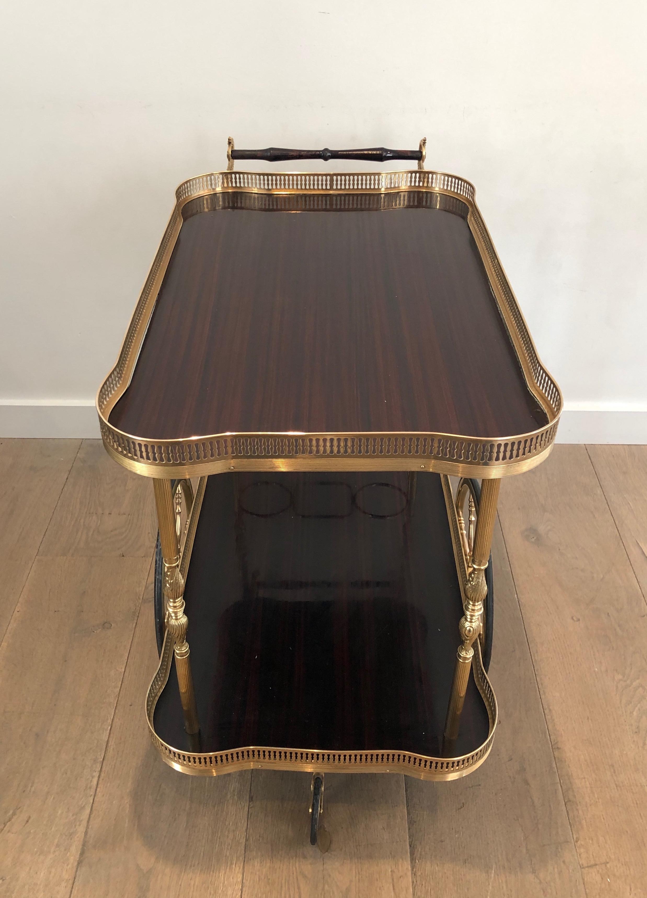 Neoclassical Style Mahogany and Brass Drinks Trolley, French, circa 1940 5