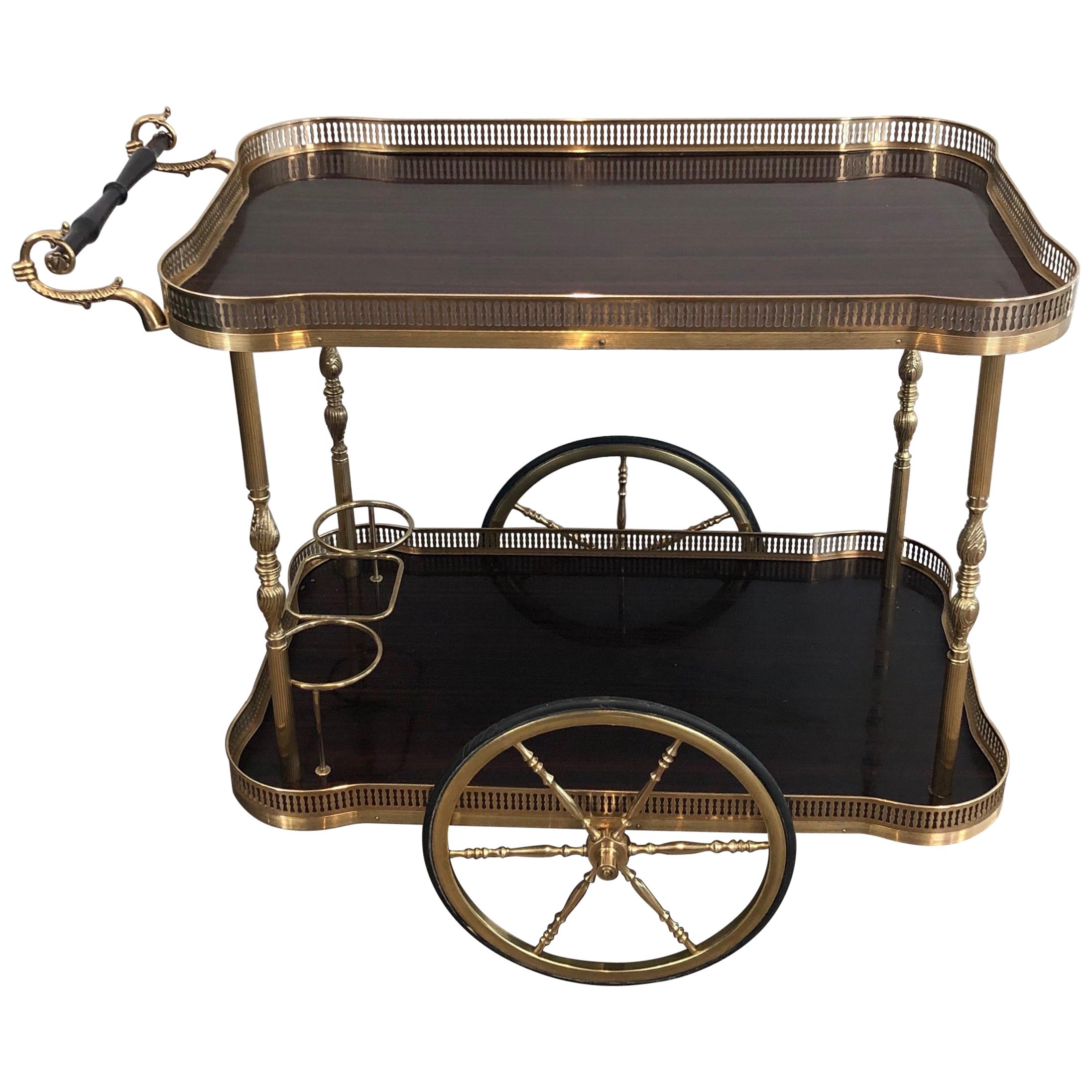 Neoclassical Style Mahogany and Brass Drinks Trolley, French, circa 1940