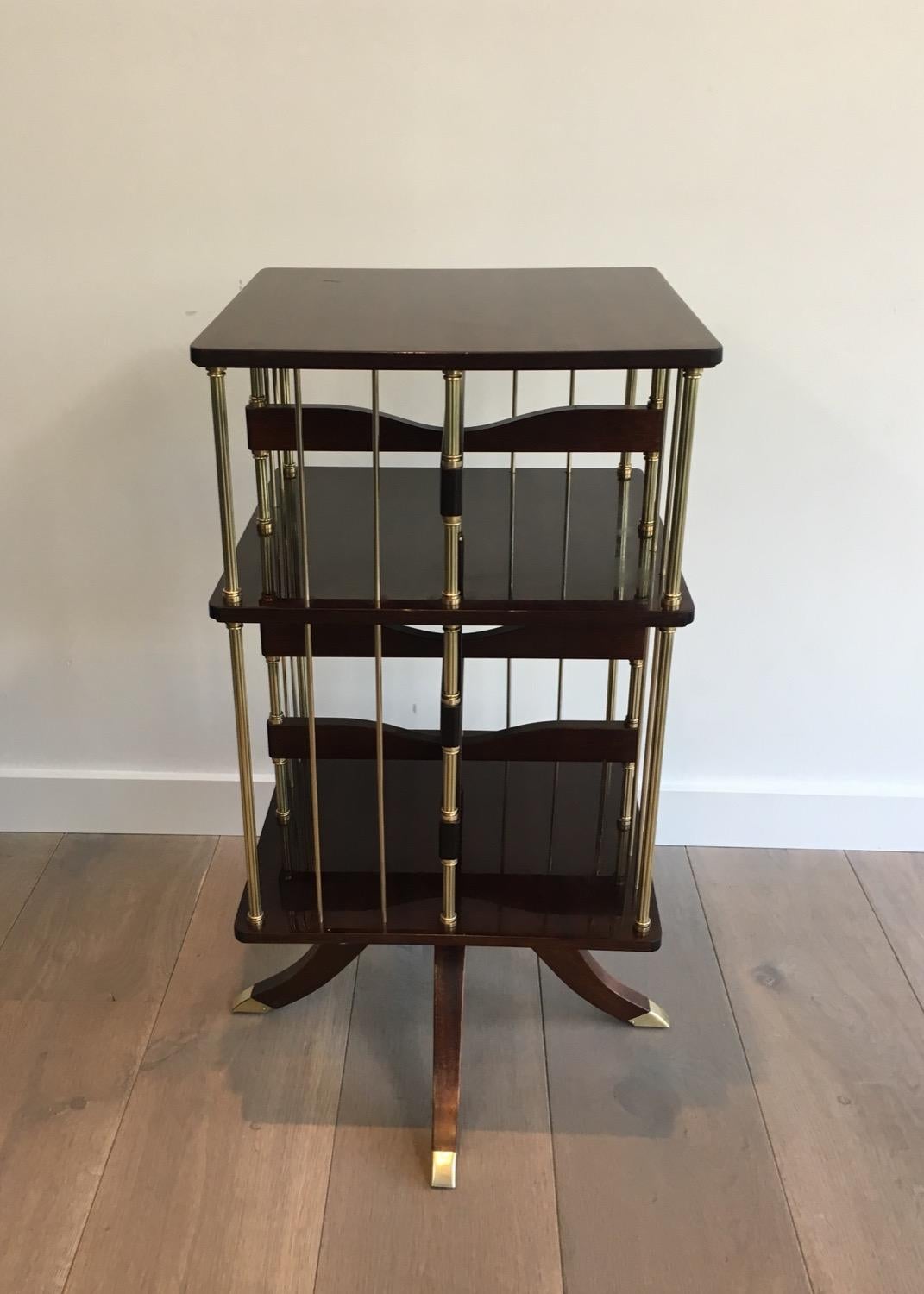 Neoclassical Style Mahogany and Brass Revolving Library. French. Circa 1950 8