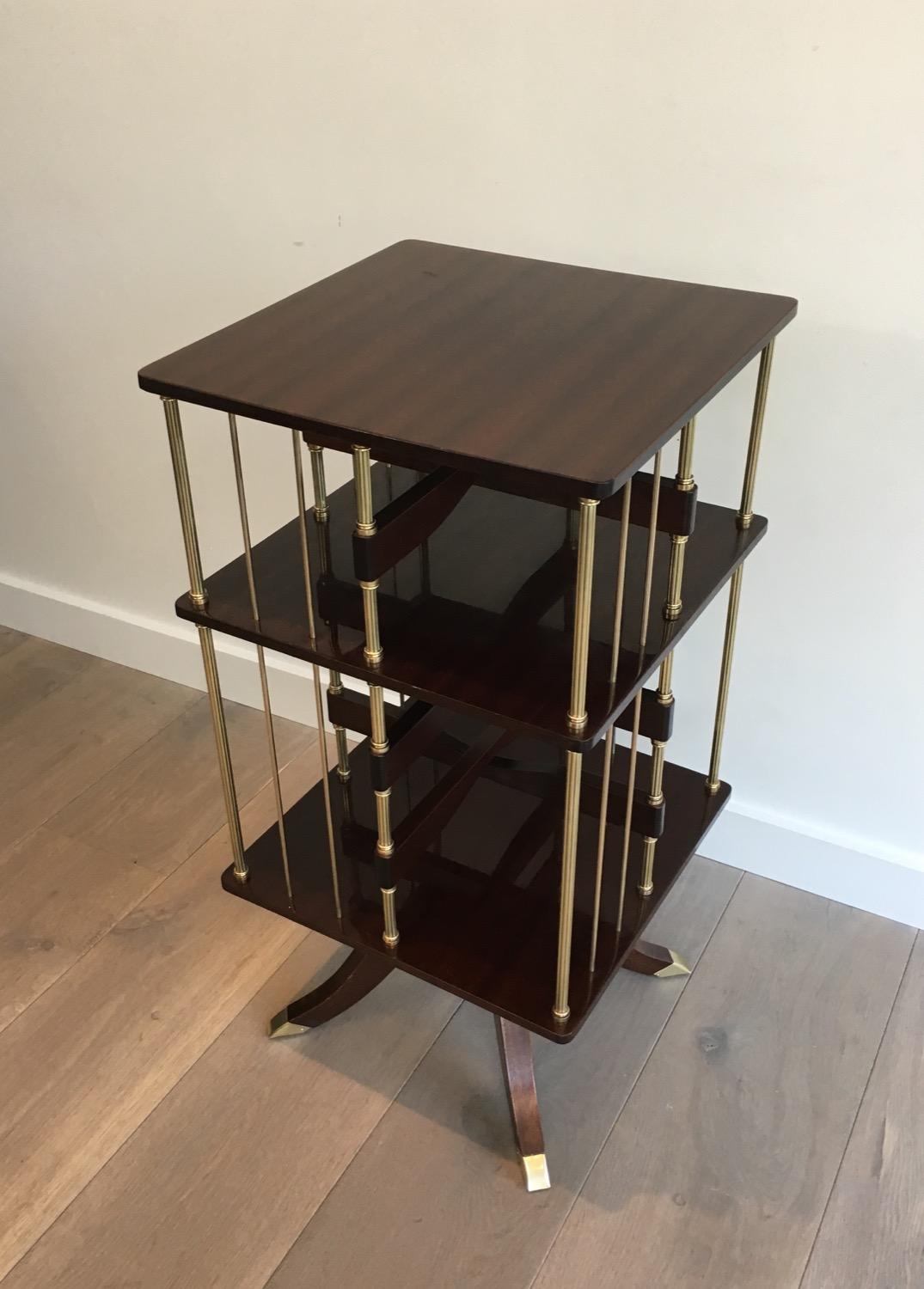 Neoclassical Style Mahogany and Brass Revolving Library. French. Circa 1950 10