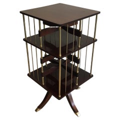 Neoclassical Style Mahogany and Brass Revolving Library. French. Circa 1950