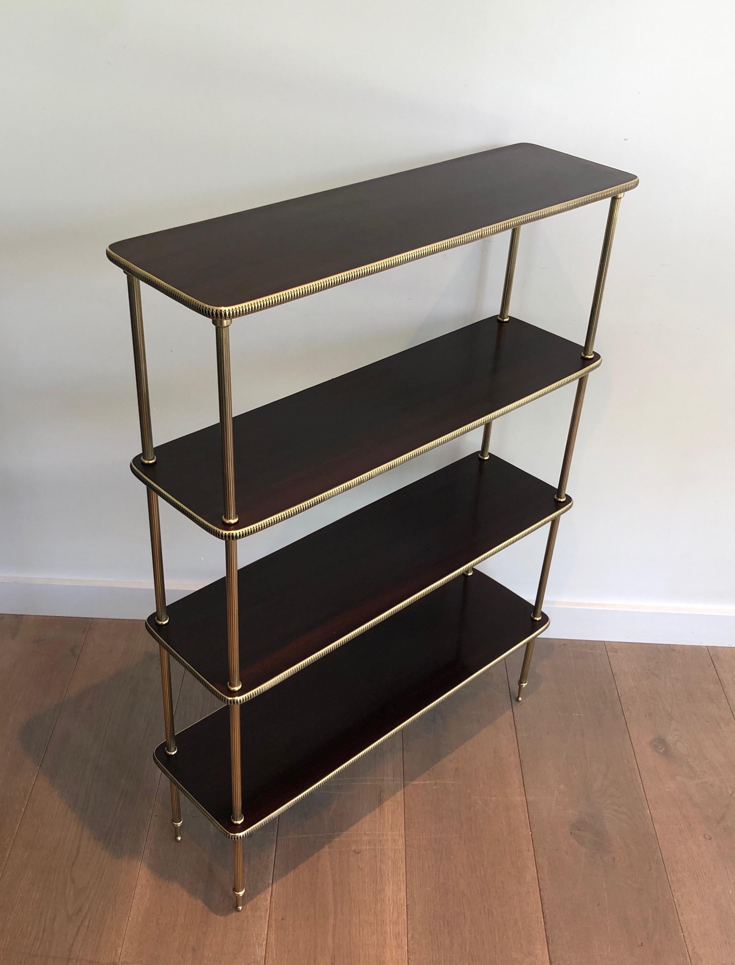 Neoclassical Style Mahogany and Brass Shelves Unit, French, Circa 1940 6