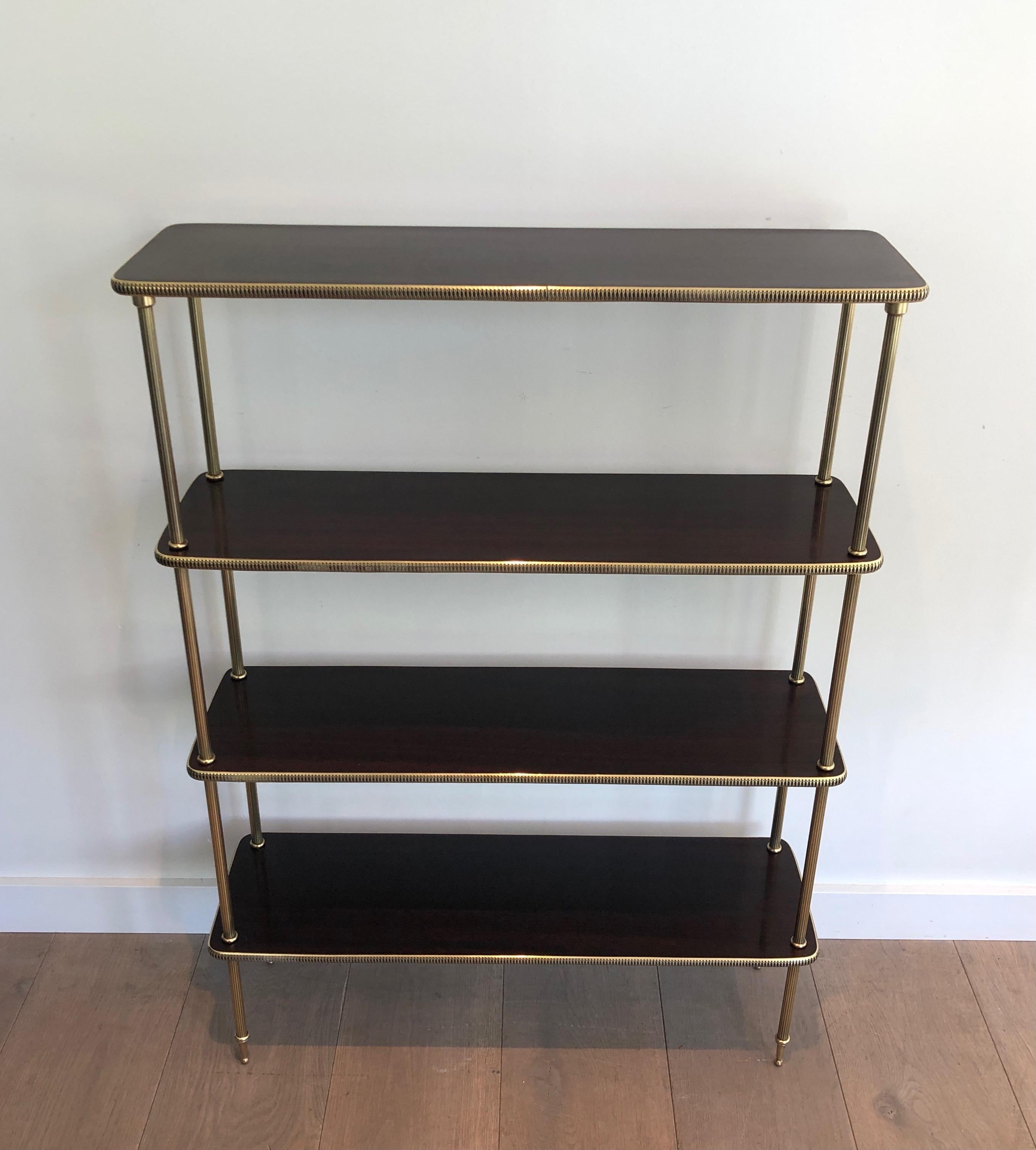 Neoclassical Style Mahogany and Brass Shelves Unit, French, Circa 1940 7