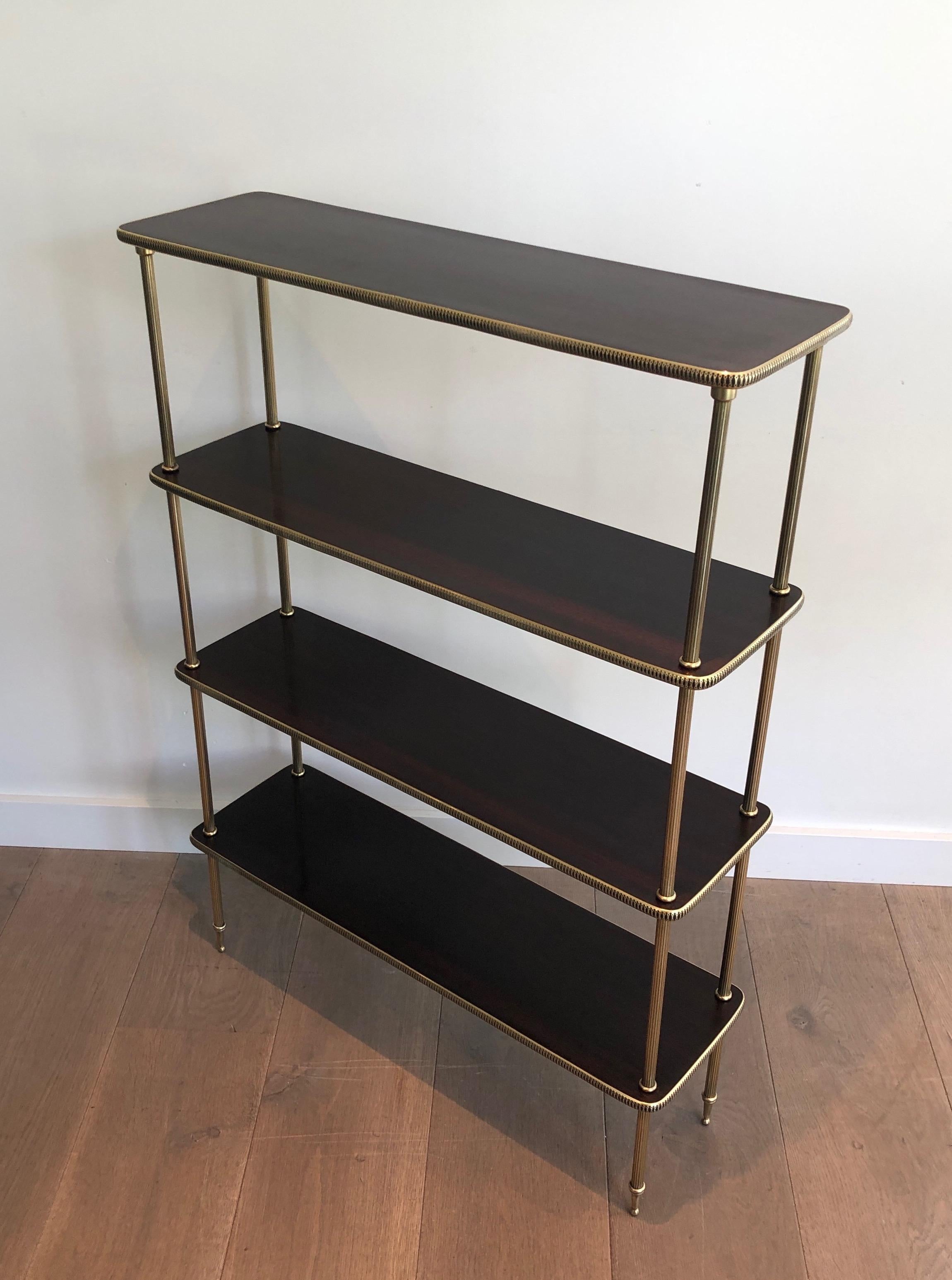 Neoclassical Style Mahogany and Brass Shelves Unit, French, Circa 1940 8