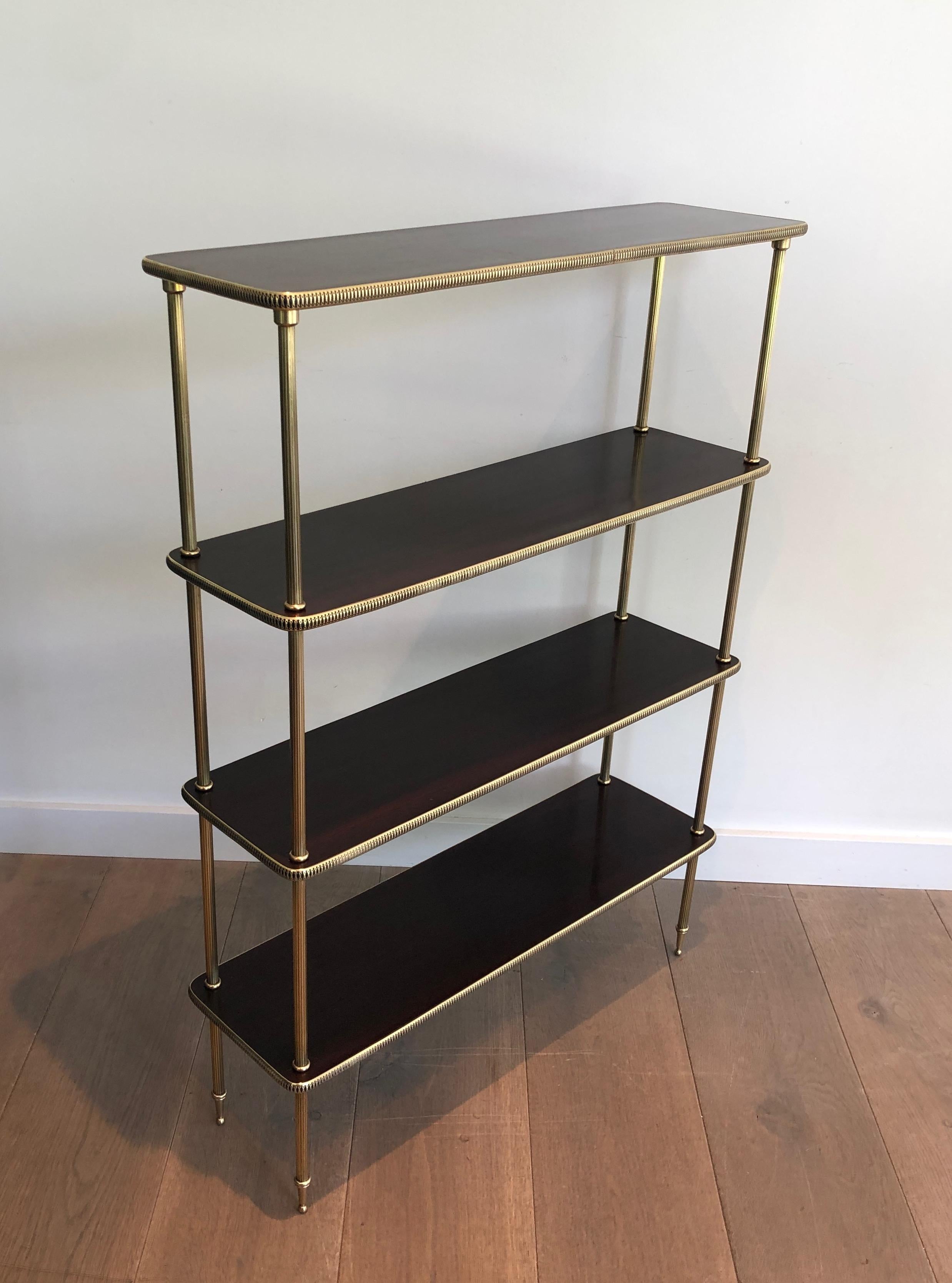 Neoclassical Style Mahogany and Brass Shelves Unit, French, Circa 1940 9