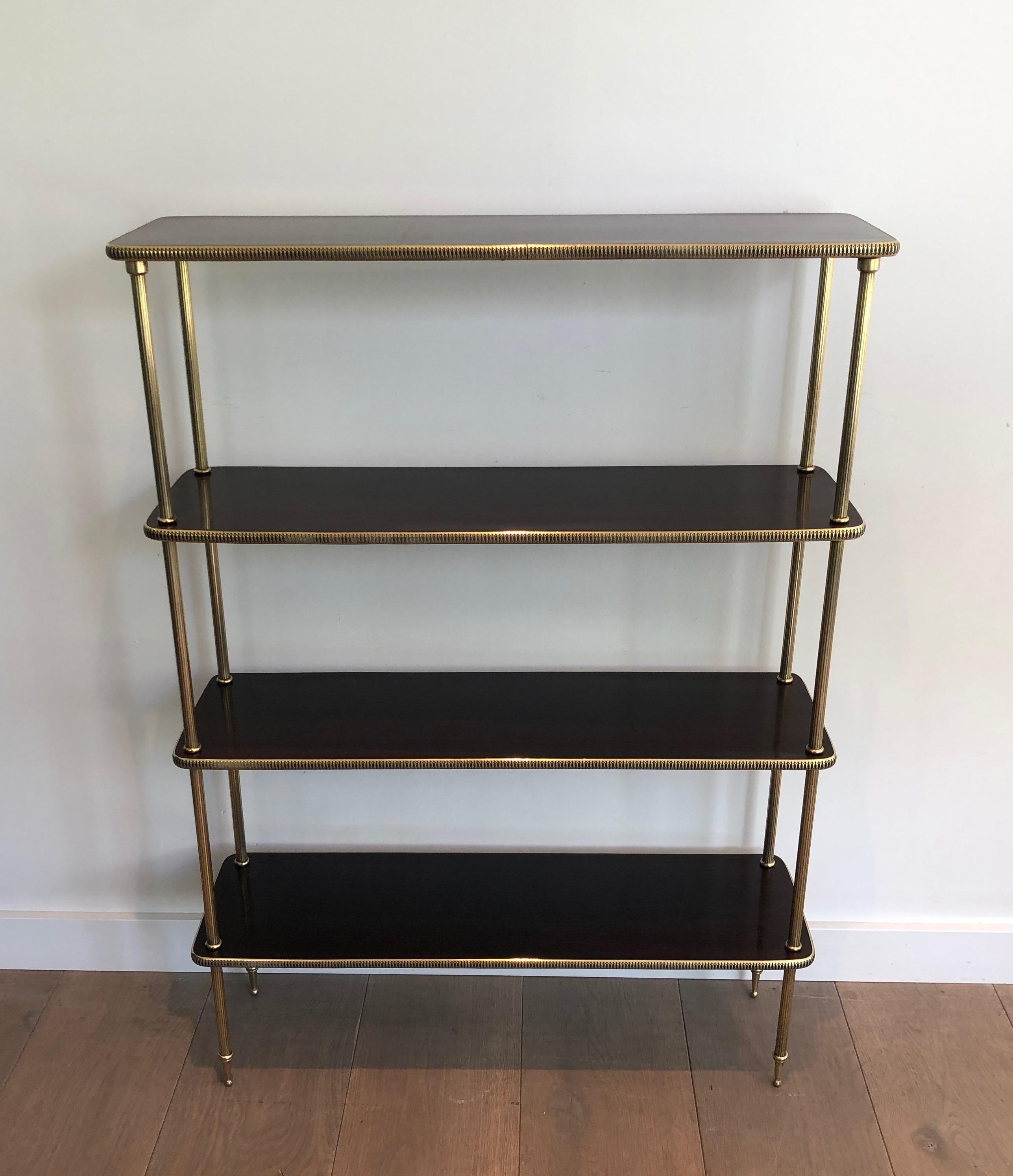 Neoclassical Style Mahogany and Brass Shelves Unit, French, Circa 1940 11