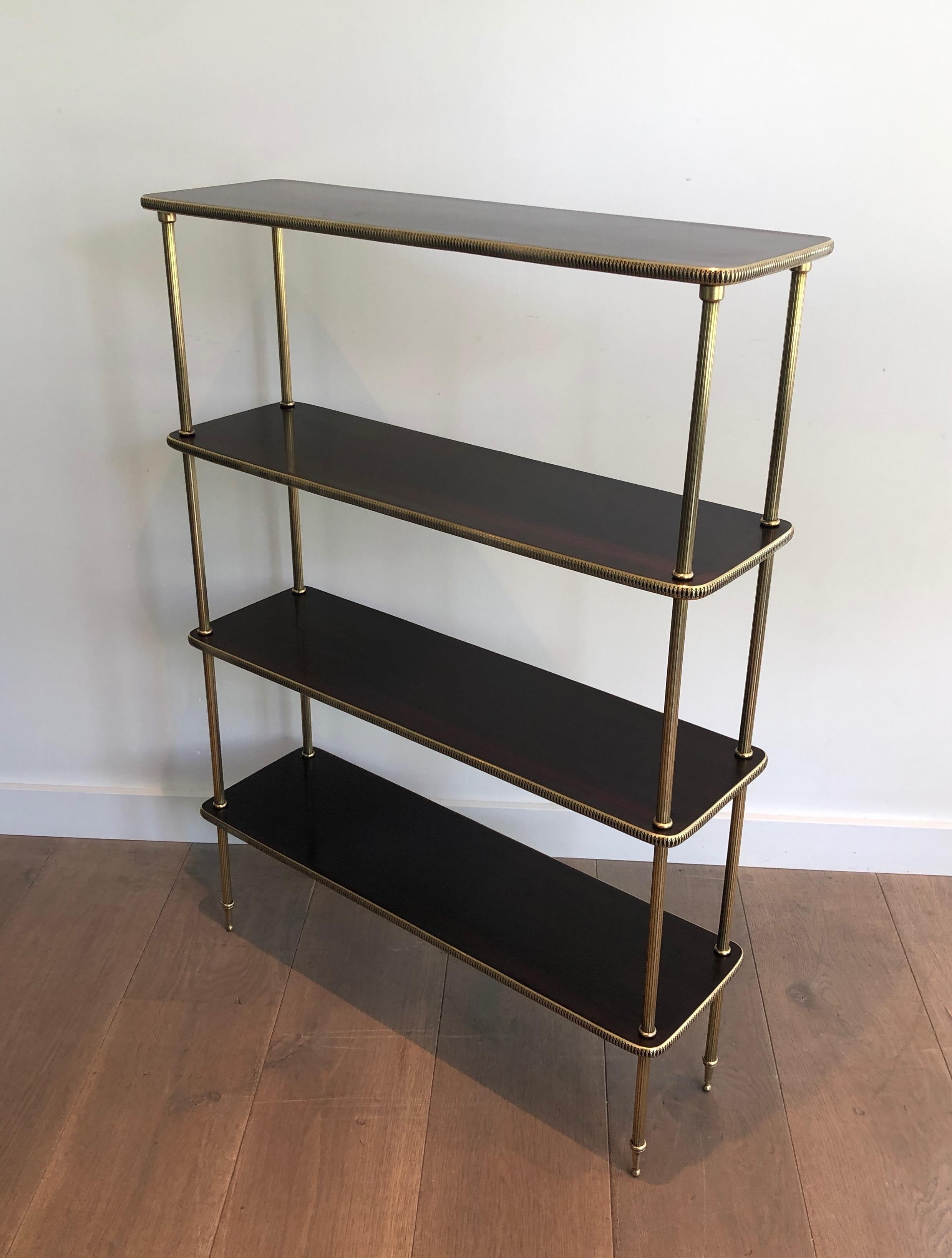 Neoclassical Style Mahogany and Brass Shelves Unit, French, Circa 1940 12