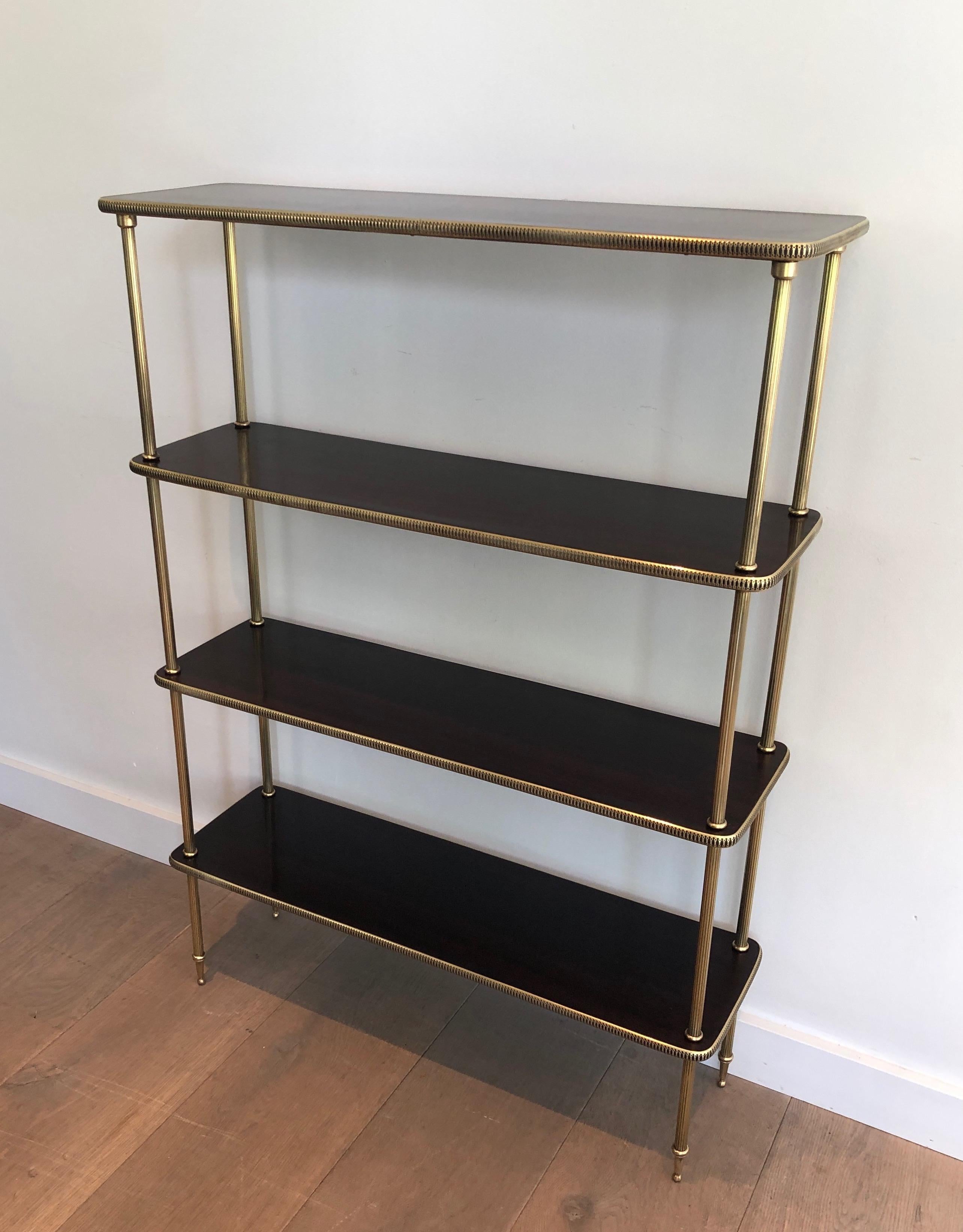 Neoclassical Style Mahogany and Brass Shelves Unit, French, Circa 1940 13