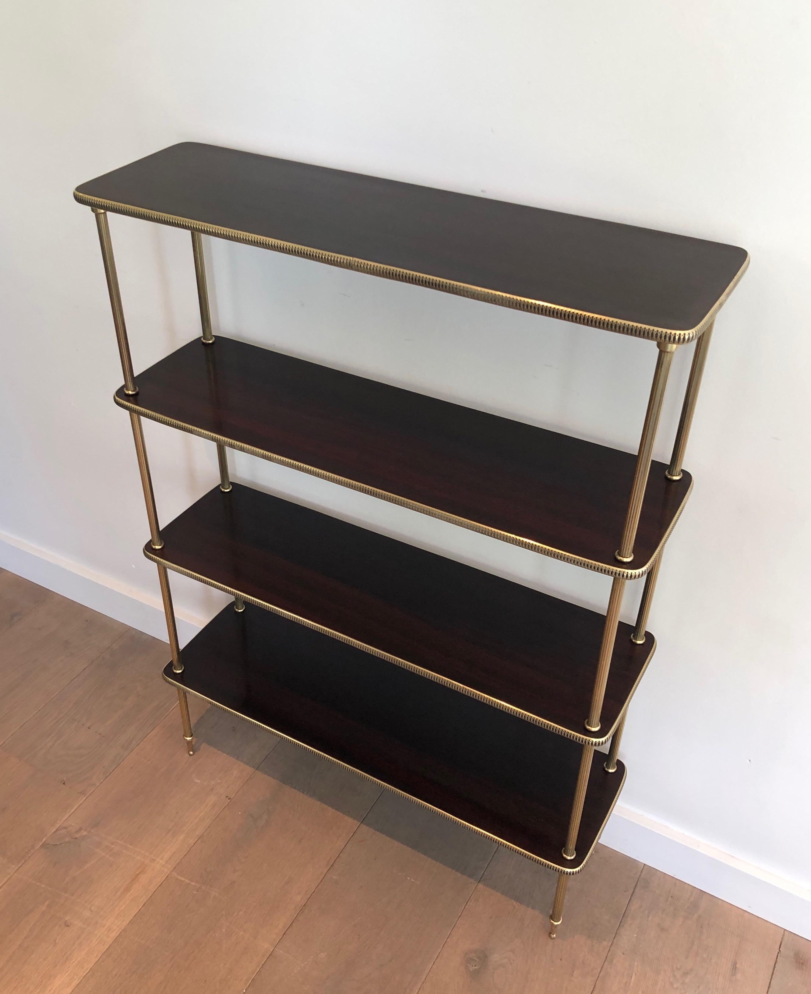 Neoclassical Style Mahogany and Brass Shelves Unit, French, Circa 1940 14