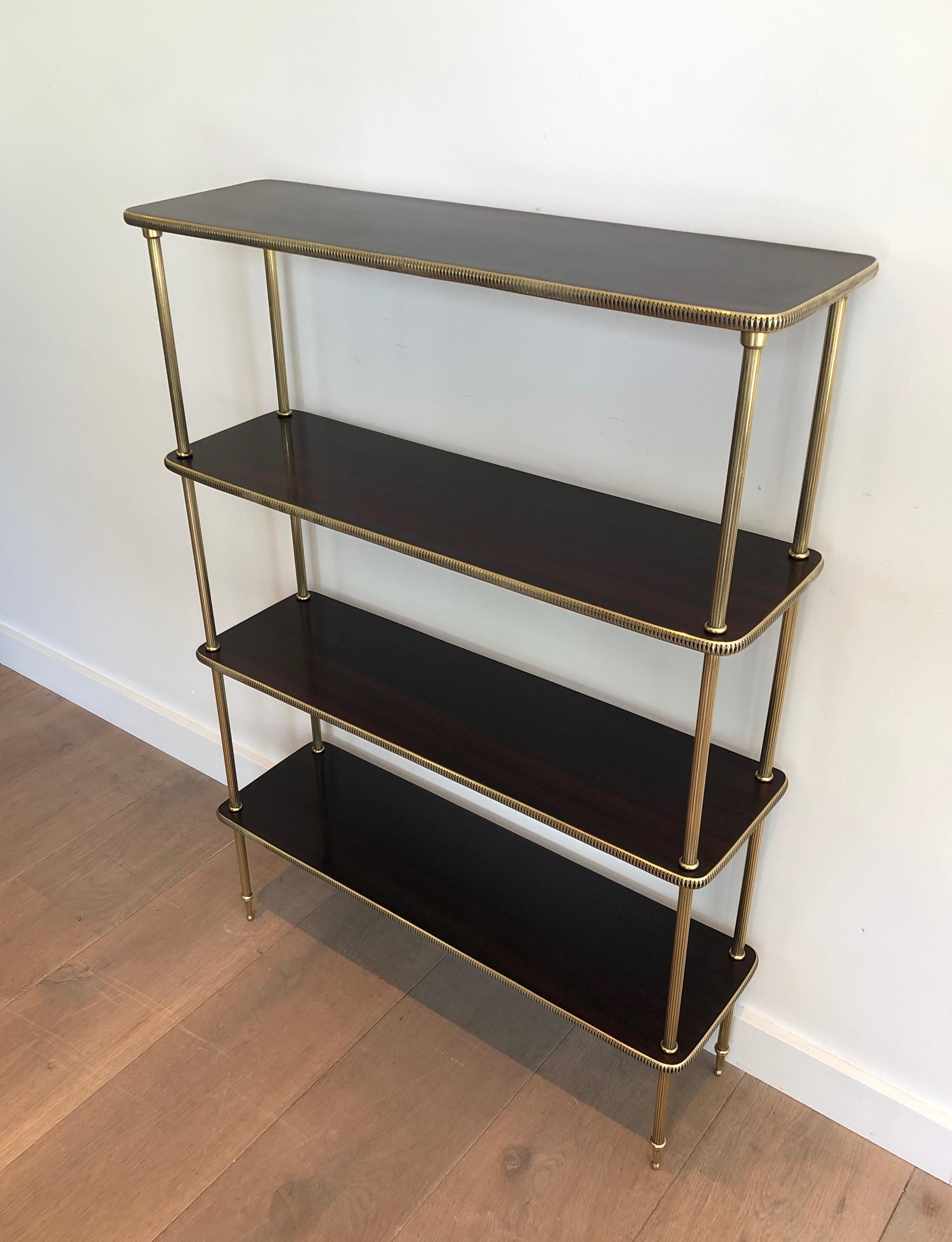 Neoclassical Style Mahogany and Brass Shelves Unit, French, Circa 1940 15