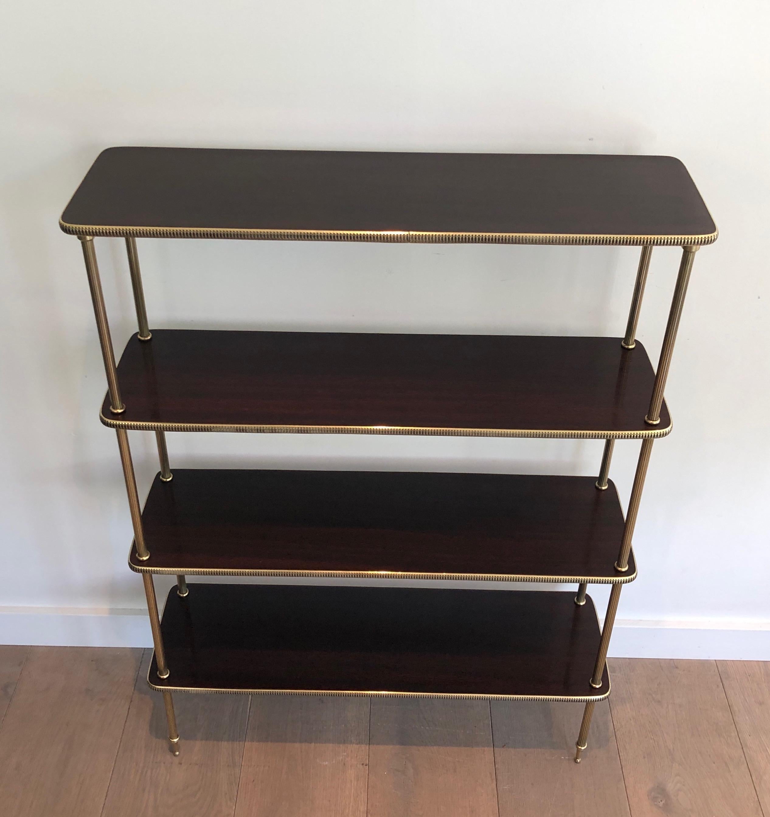 Neoclassical Style Mahogany and Brass Shelves Unit, French, Circa 1940 In Good Condition In Marcq-en-Barœul, Hauts-de-France