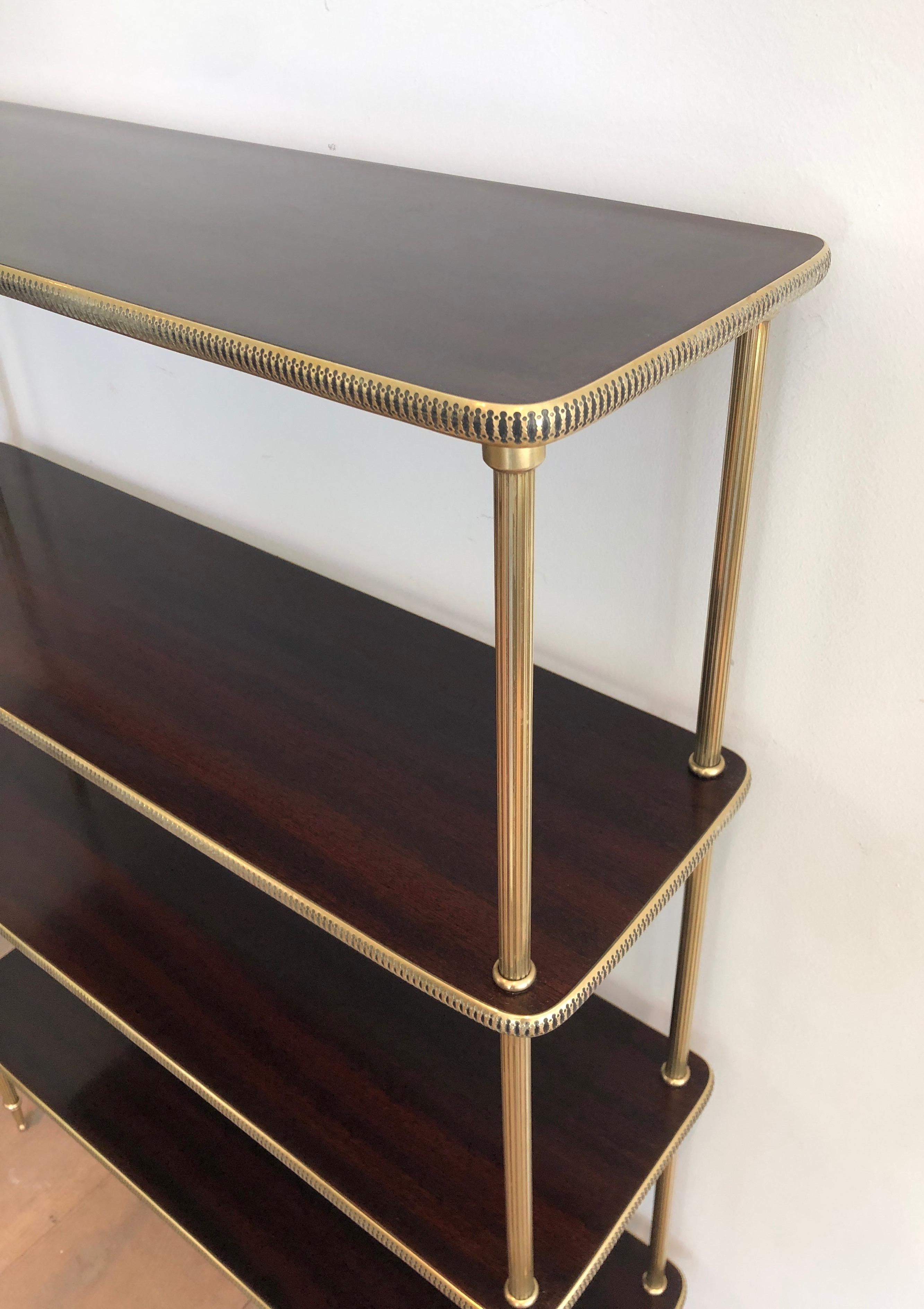 Mid-20th Century Neoclassical Style Mahogany and Brass Shelves Unit, French, Circa 1940