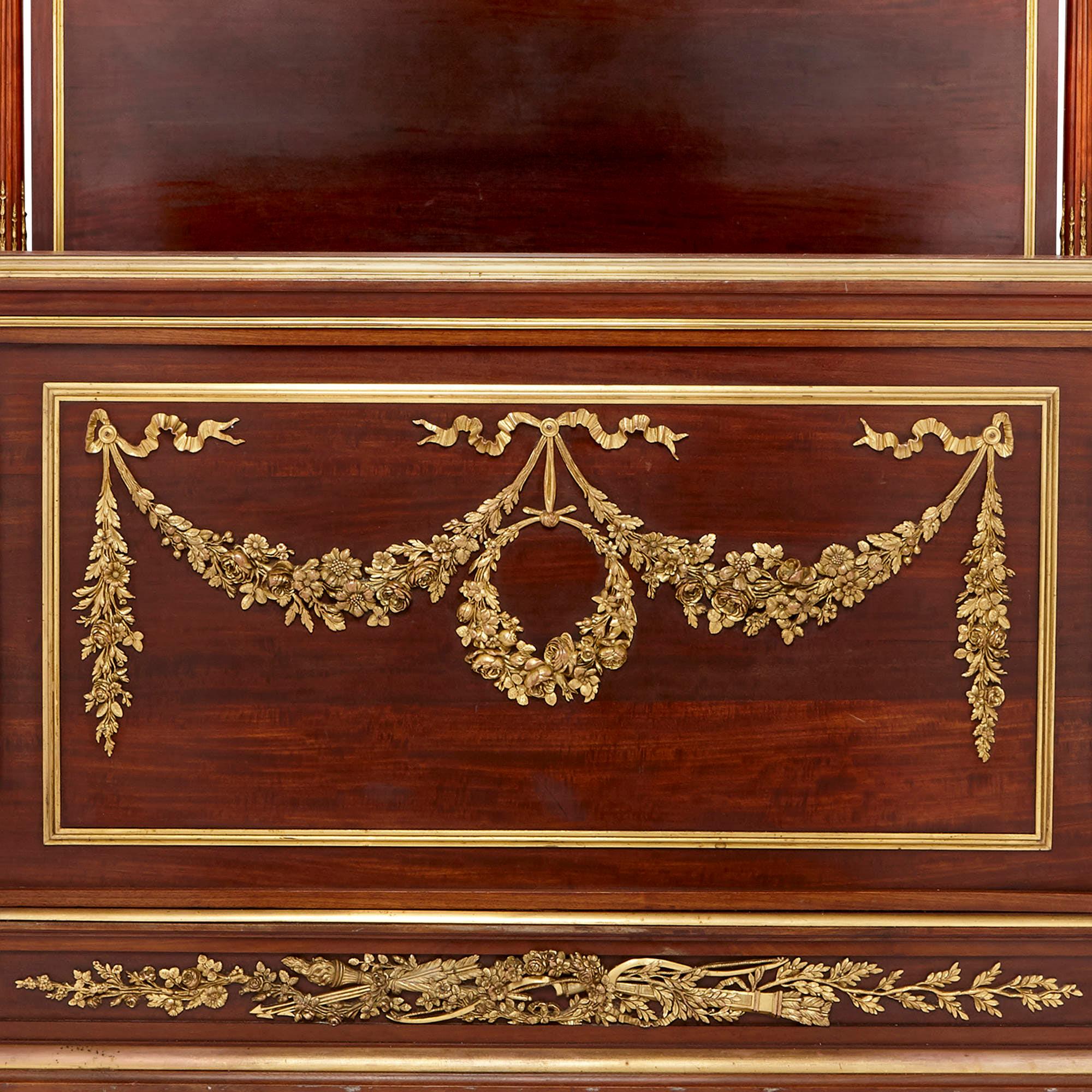 Louis XVI Neoclassical Style Mahogany and Gilt Bronze Bed