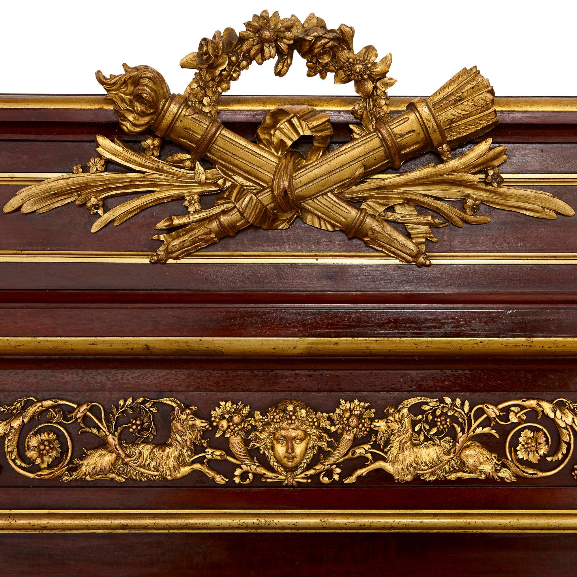 19th Century Neoclassical Style Mahogany and Gilt Bronze Bed