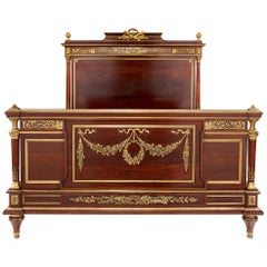 Antique Neoclassical Style Mahogany and Gilt Bronze Bed