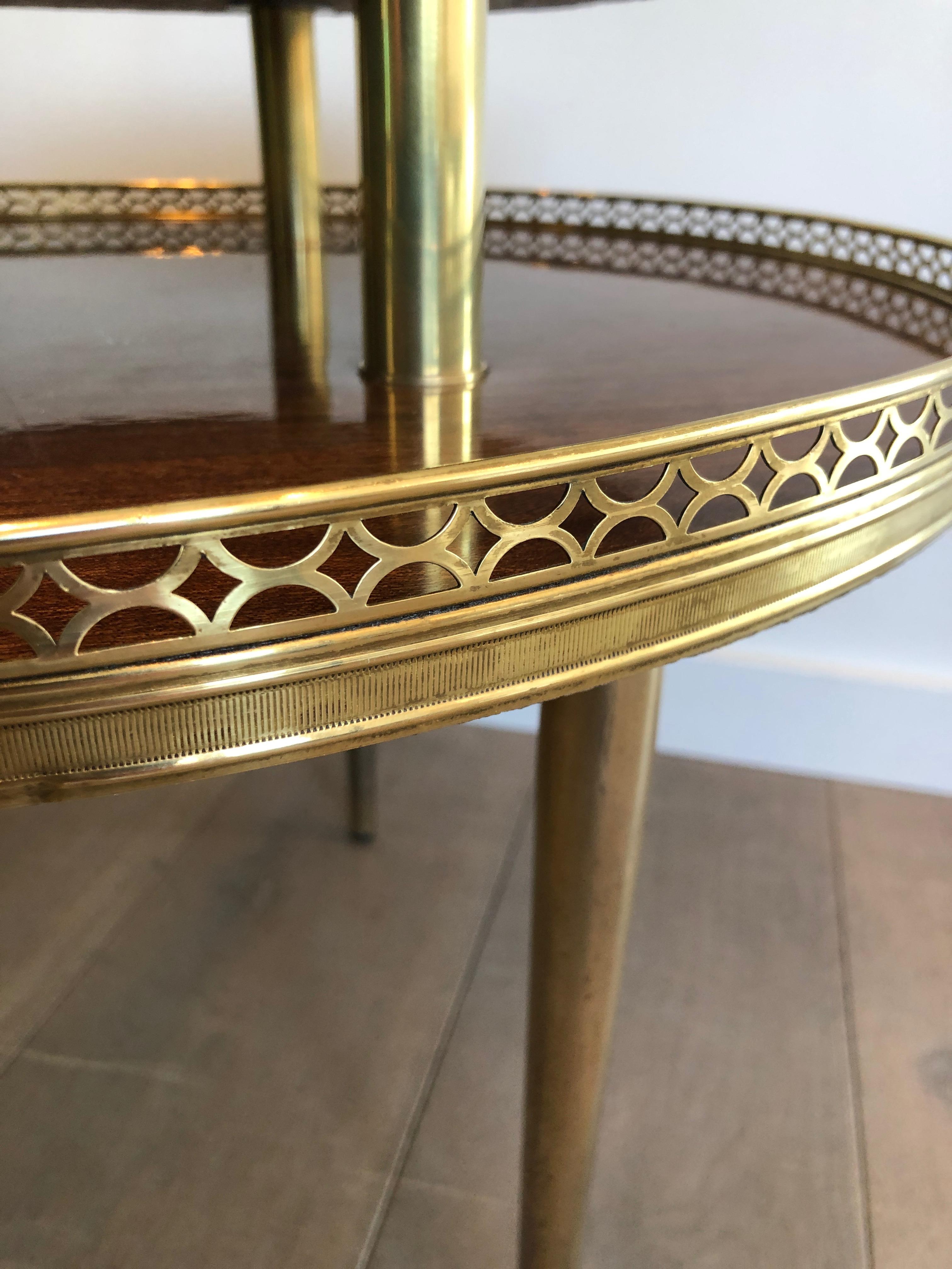 Gueridon a treppiede con base in mogano, ottone e metallo dorato in stile neoclassico, francese in vendita 4