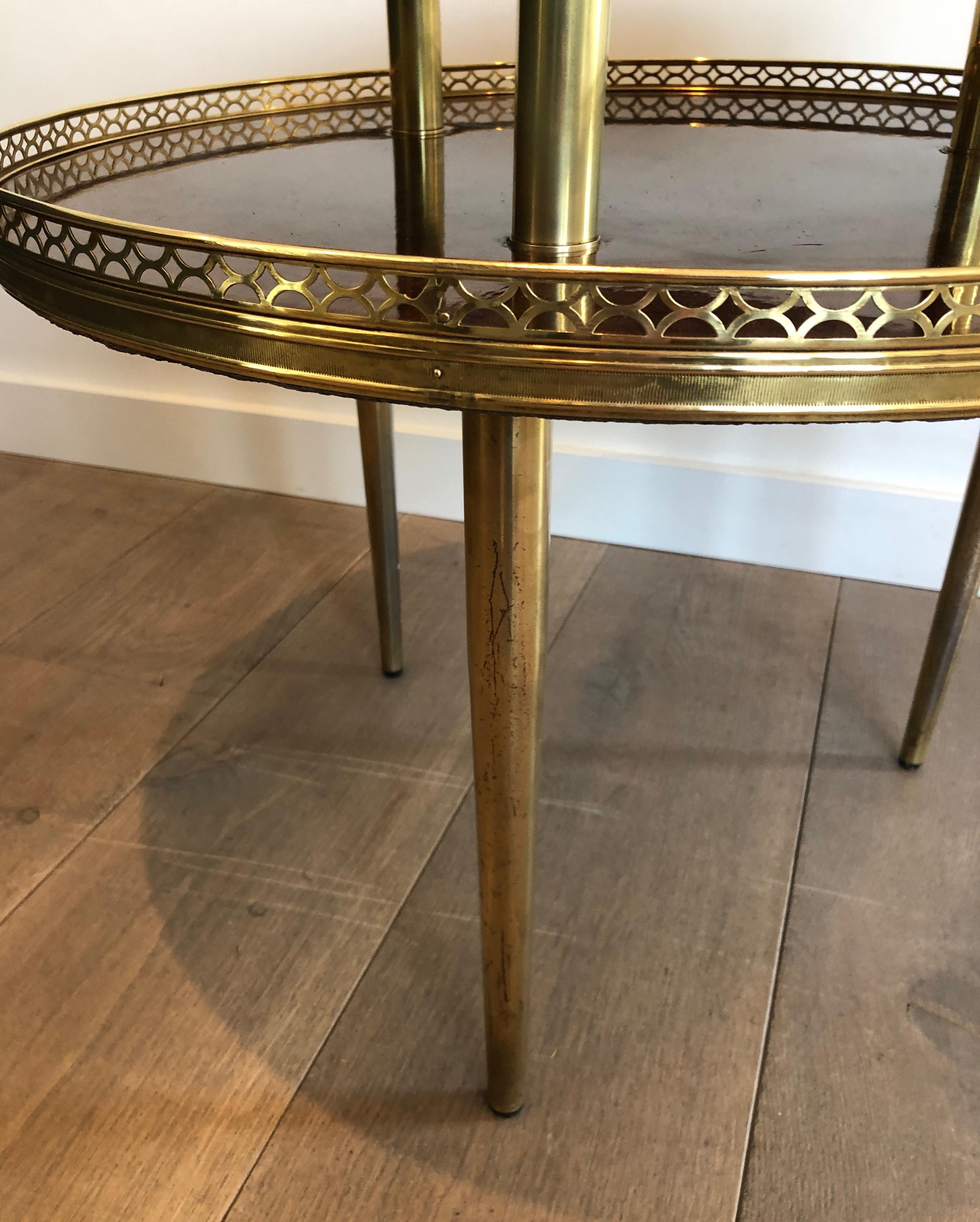 Gueridon a treppiede con base in mogano, ottone e metallo dorato in stile neoclassico, francese in vendita 5