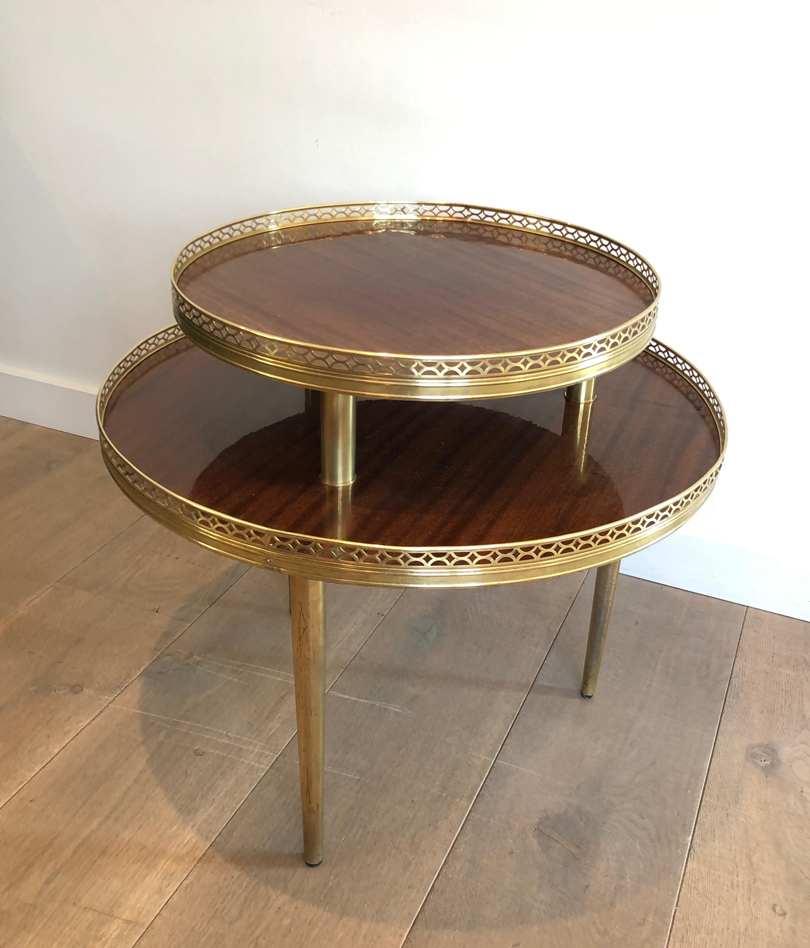 Gueridon a treppiede con base in mogano, ottone e metallo dorato in stile neoclassico, francese in vendita 11