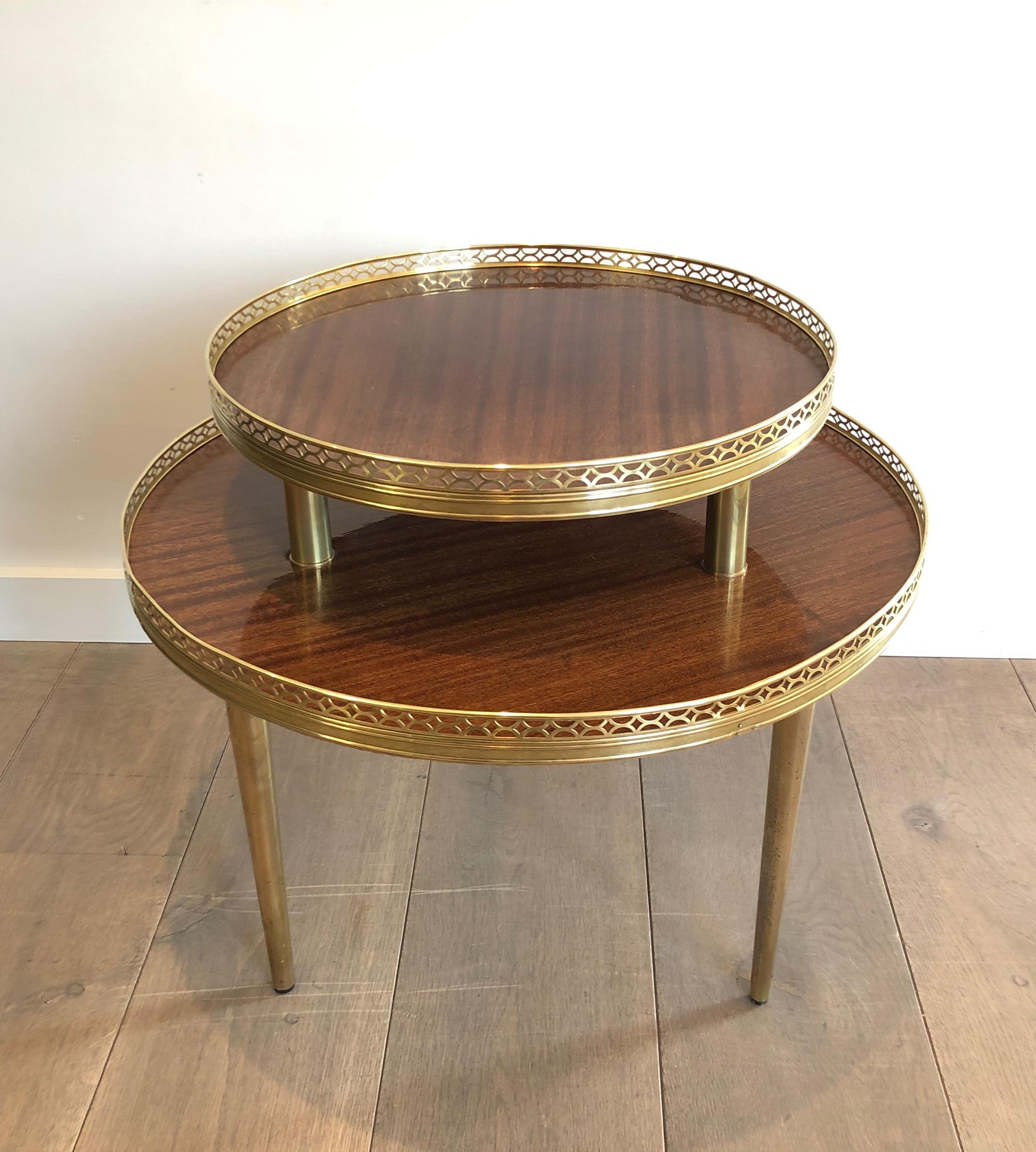 Gueridon a treppiede con base in mogano, ottone e metallo dorato in stile neoclassico, francese in vendita 12