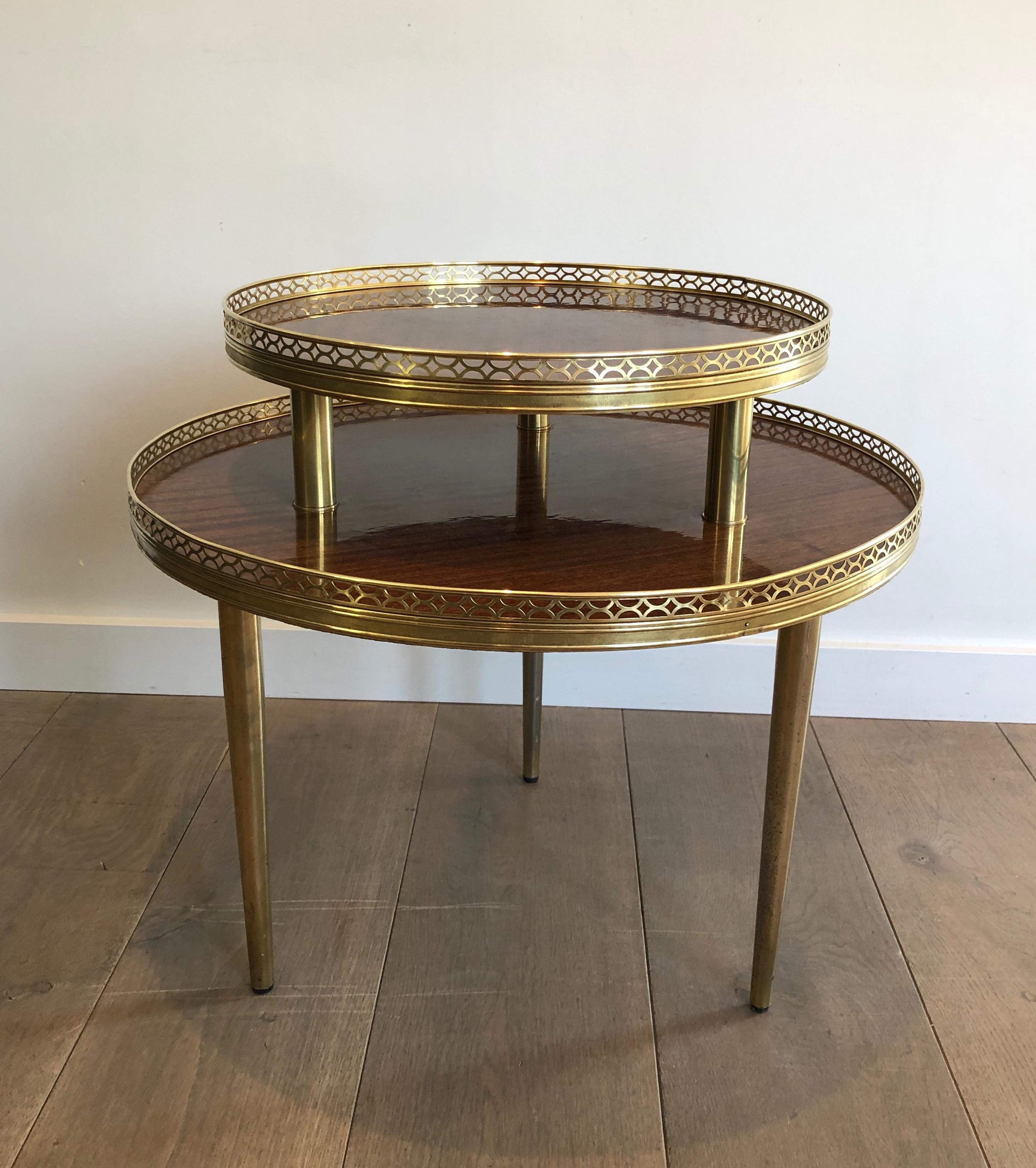 Neoclassico Gueridon a treppiede con base in mogano, ottone e metallo dorato in stile neoclassico, francese in vendita