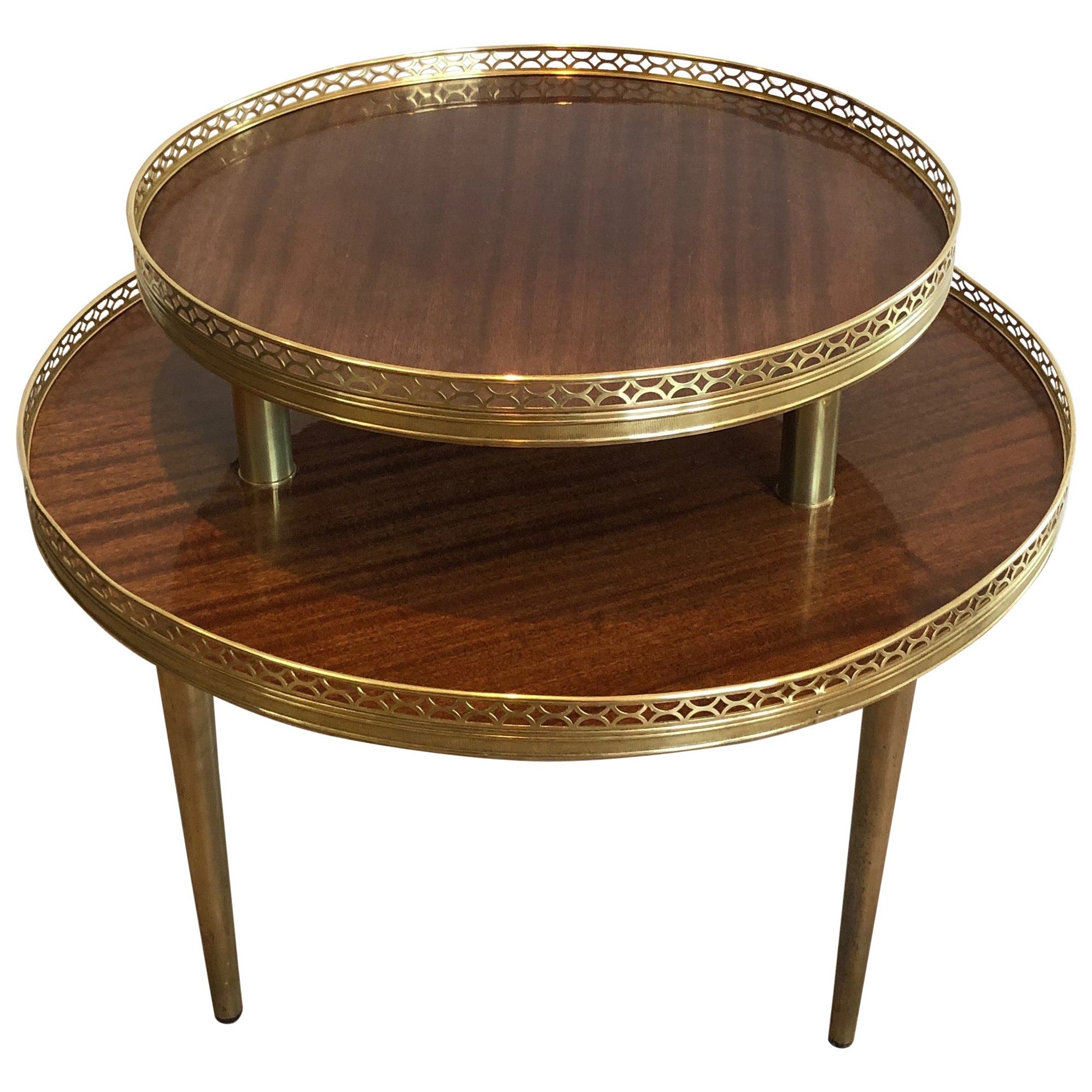 Neoclassical Style Mahogany, Brass and Gilt Metal Base Tripod Gueridon, French