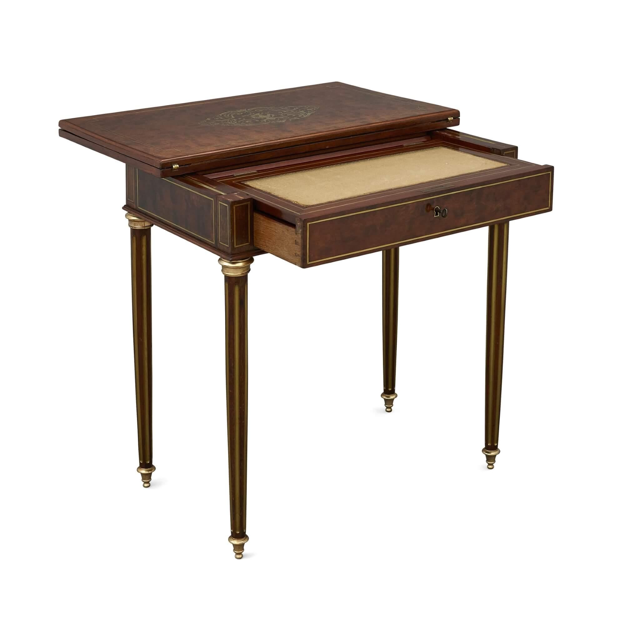 French Neoclassical Style Mahogany Card, Dressing, and Writing Table For Sale